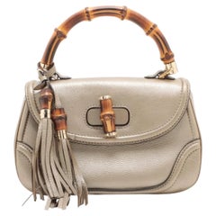 Gucci New Bamboo Leather Handbag Gold