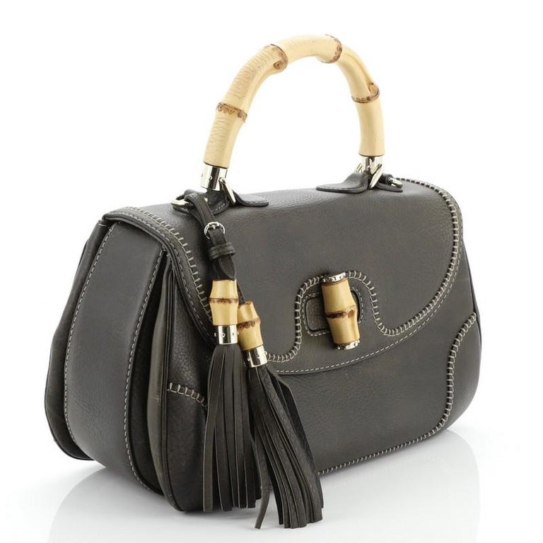Gucci New Bamboo Top Handle Bag Leather Large For Sale at 1stdibs