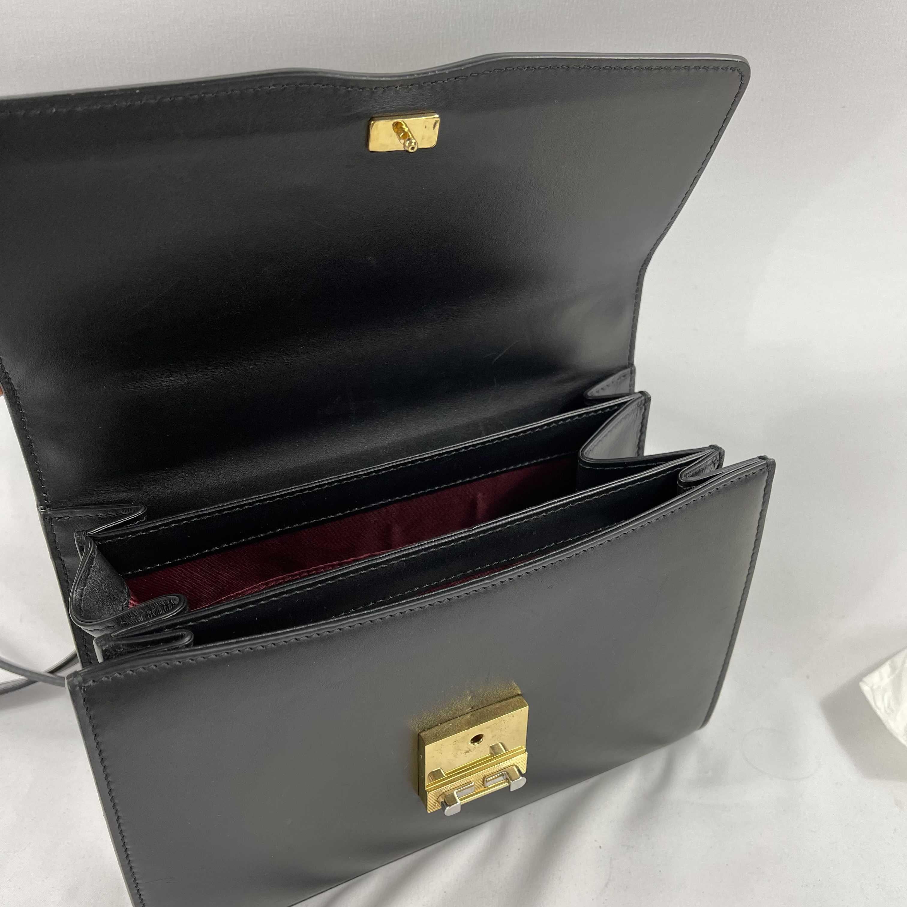 GUCCI NEW Black / Silver-tone Calfskin Zumi Crossbody Fold over Flap Bag 6