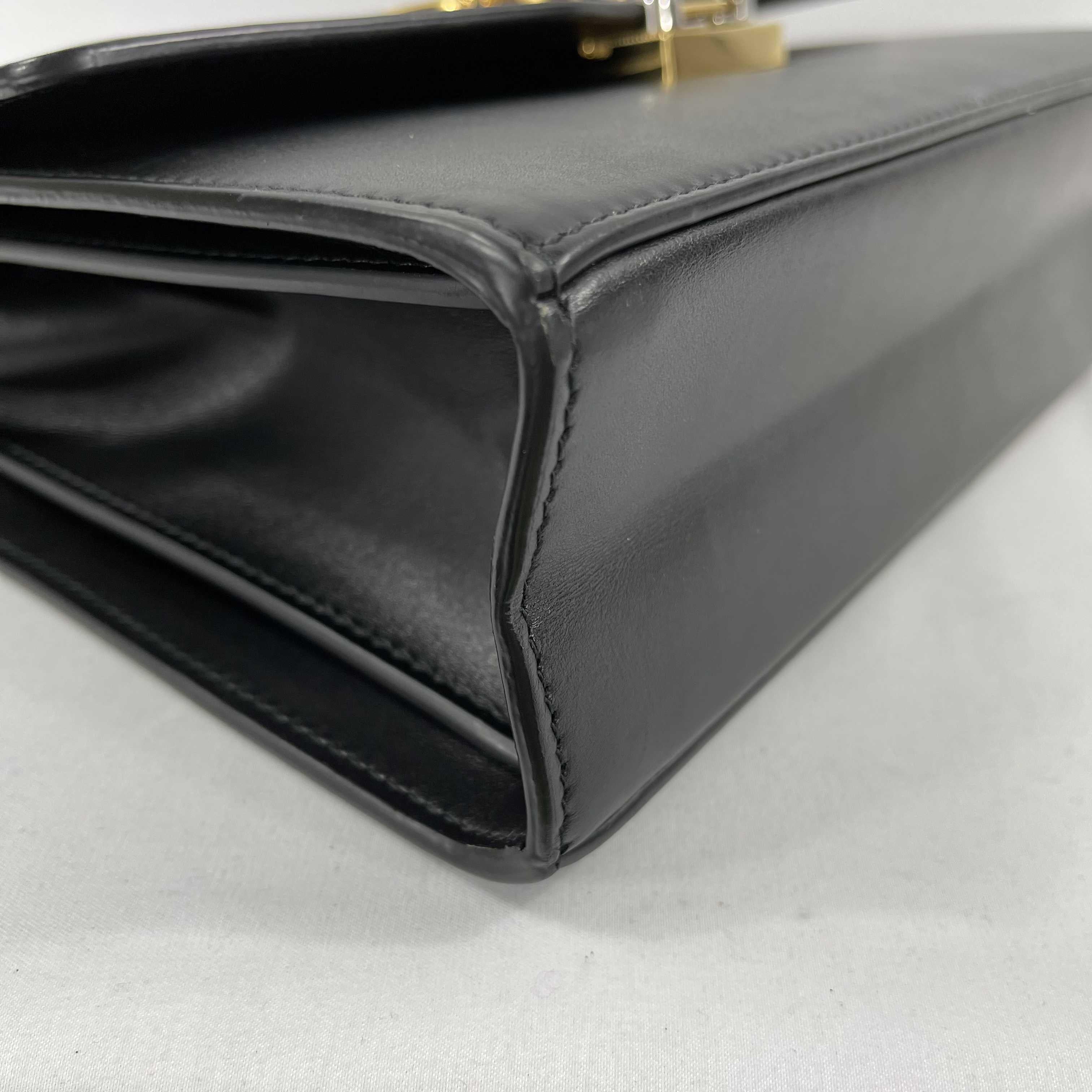 GUCCI NEW Black / Silver-tone Calfskin Zumi Crossbody Fold over Flap Bag 8