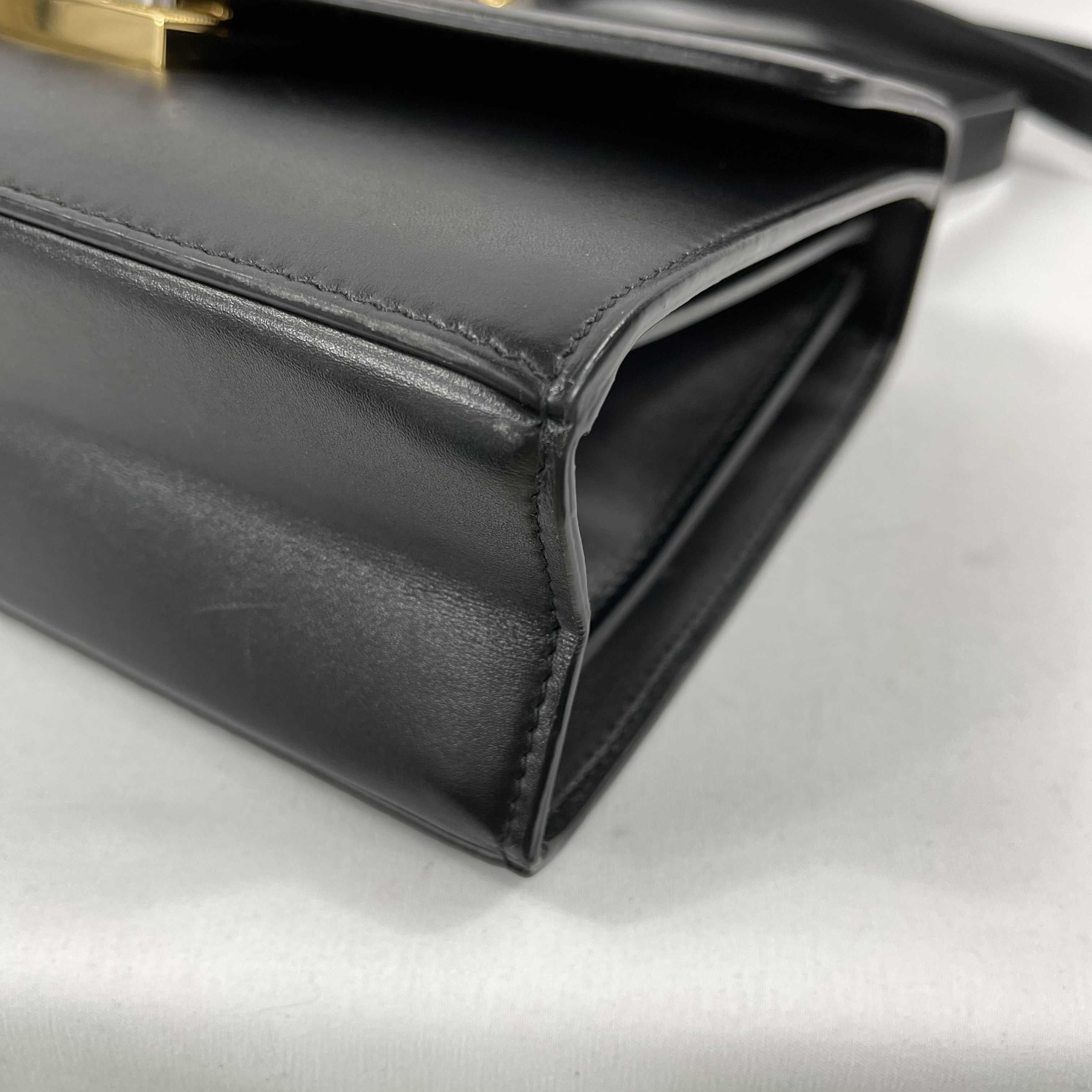 GUCCI NEW Black / Silver-tone Calfskin Zumi Crossbody Fold over Flap Bag 13