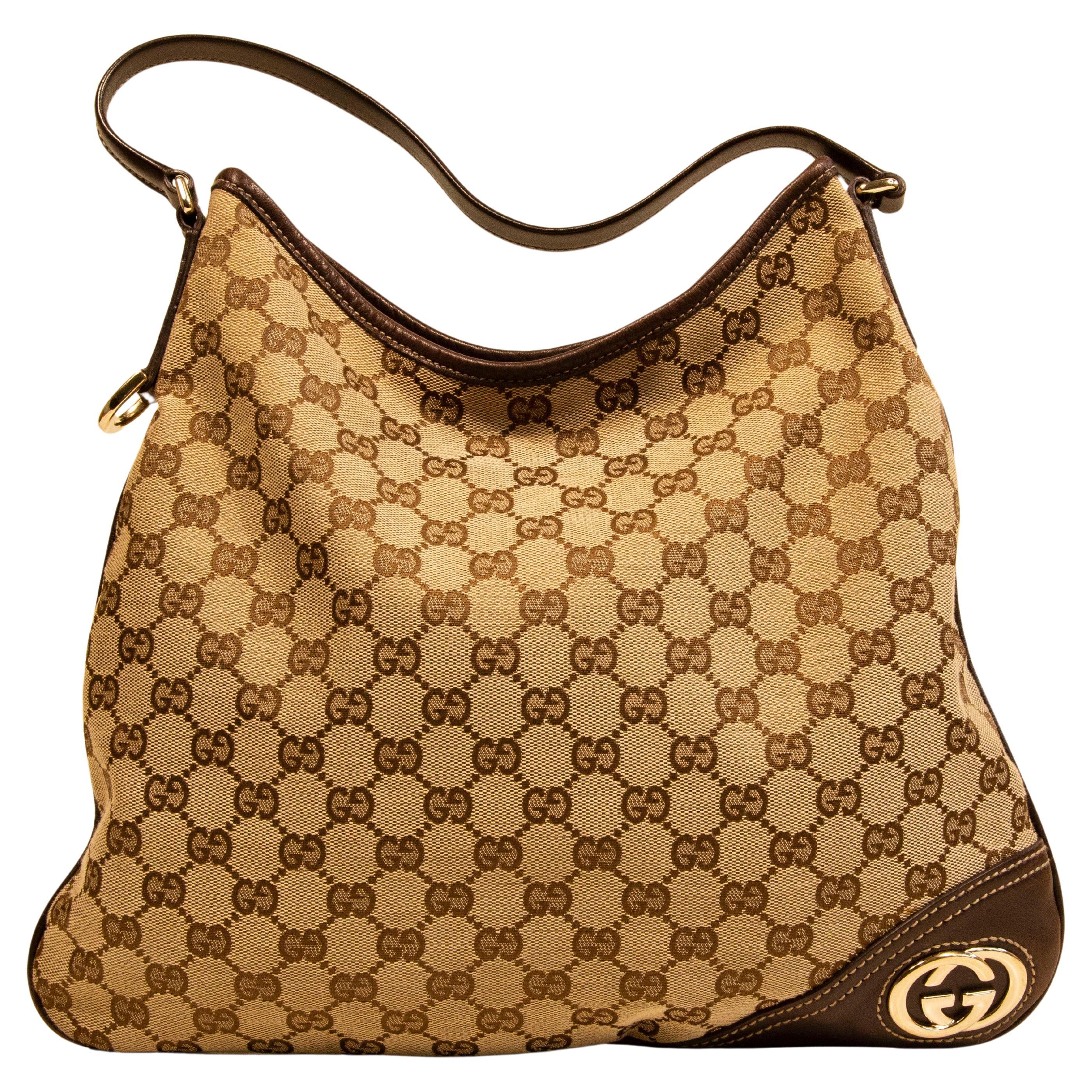 Gucci New Britt Medium Hobo Shoulder Bag in GG Guccissima Canvas For Sale