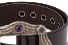 Gucci New Brown Jewel Buckle Belt