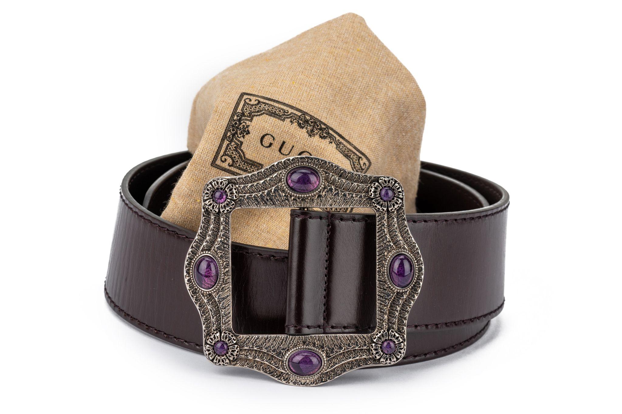 Gucci New Brown Jewel Buckle Belt For Sale 2