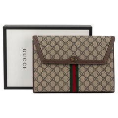 Gucci New Brown Logo GG Clutch W/Box
