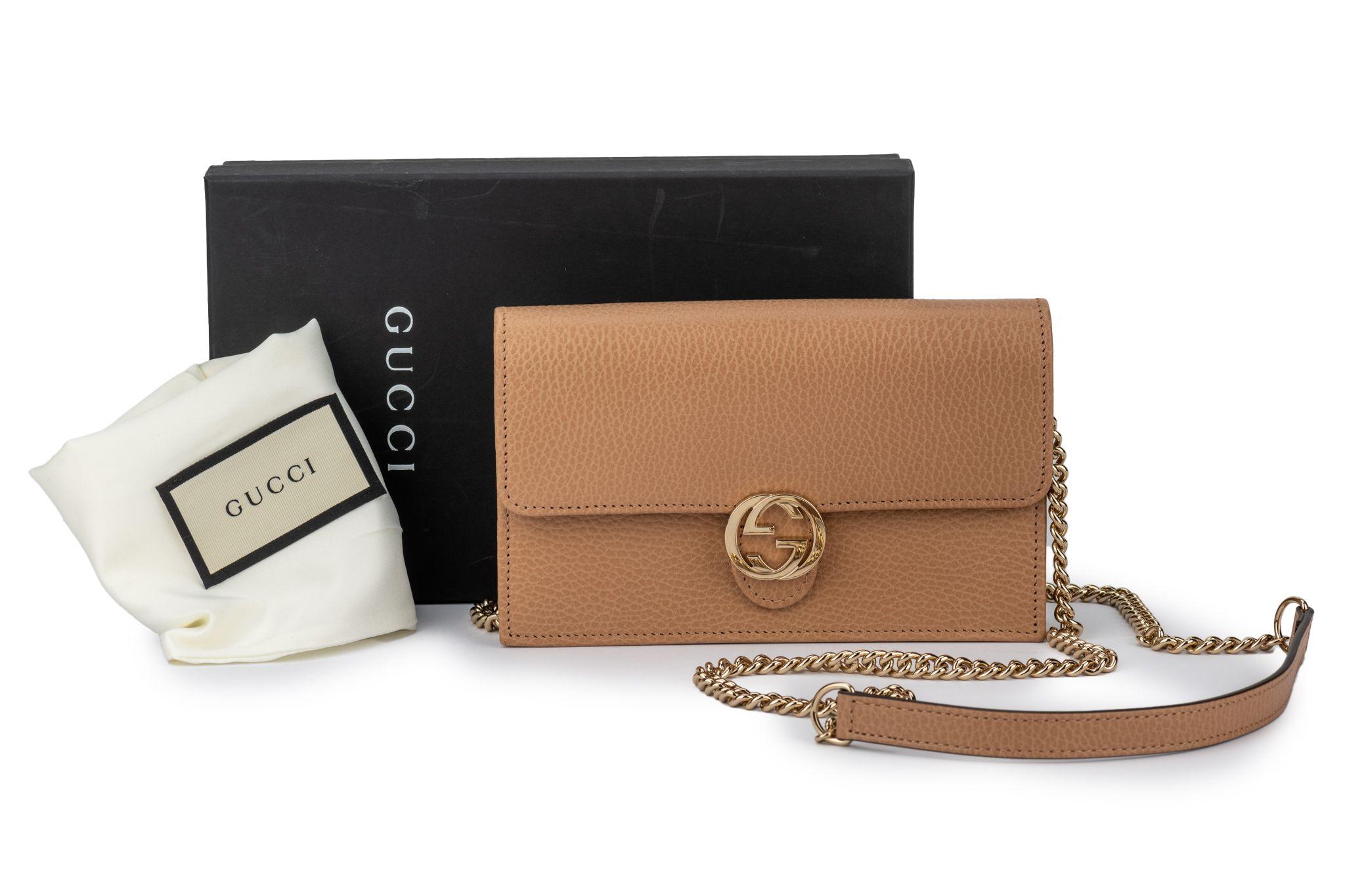 Gucci New Camel Leather Cross Body/Clutch Bag For Sale 11