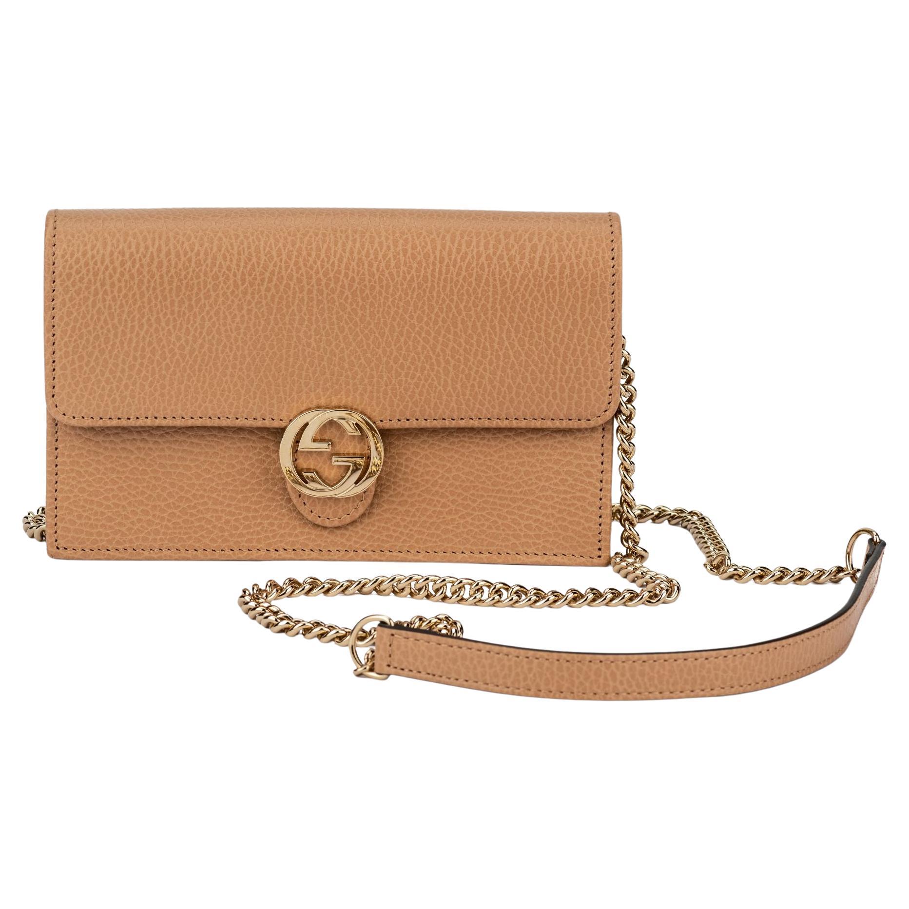 Gucci New Camel Leather Cross Body/Clutch Bag For Sale