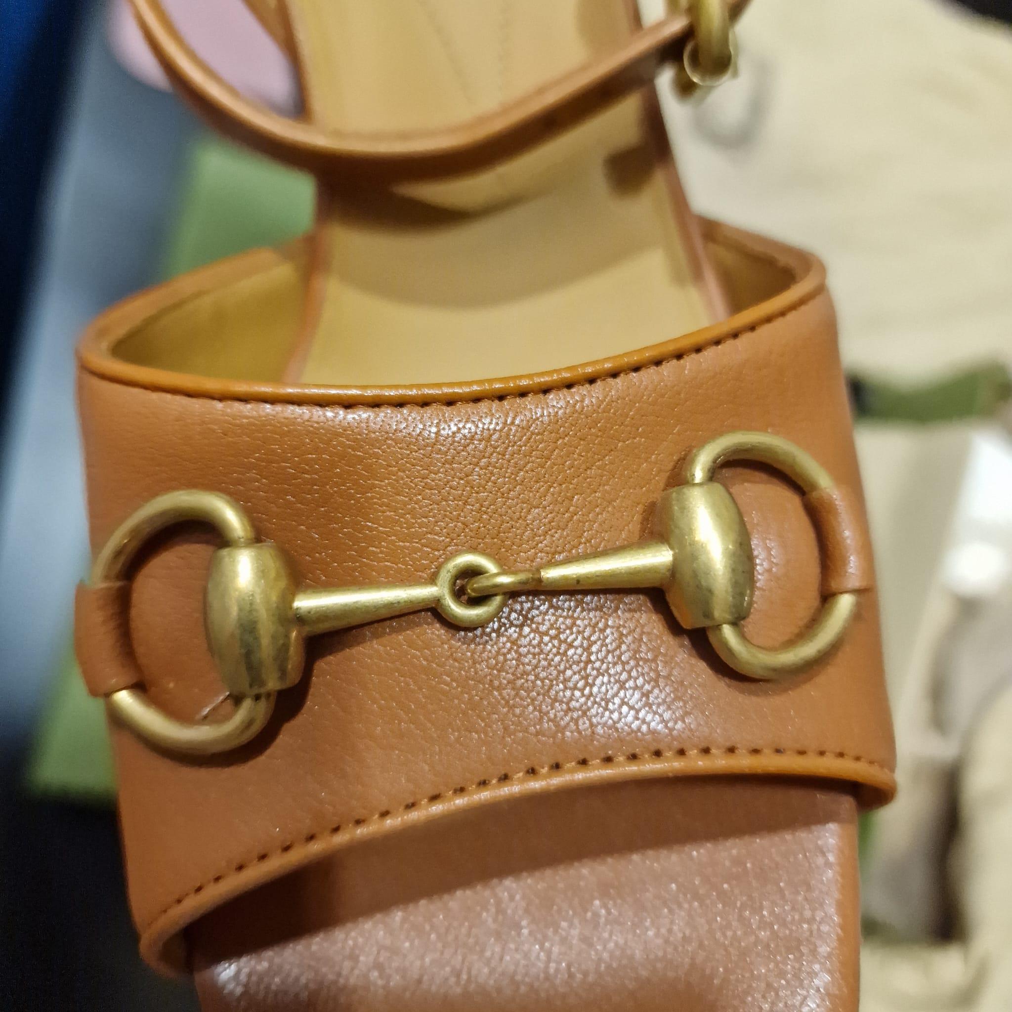 Gucci  new camel sandals with stirrup buckle 2024 7