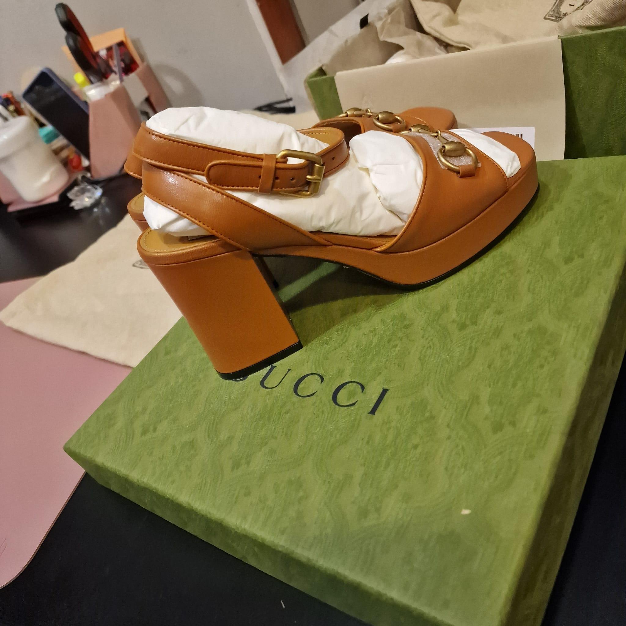 Gucci  new camel sandals with stirrup buckle 2024 1