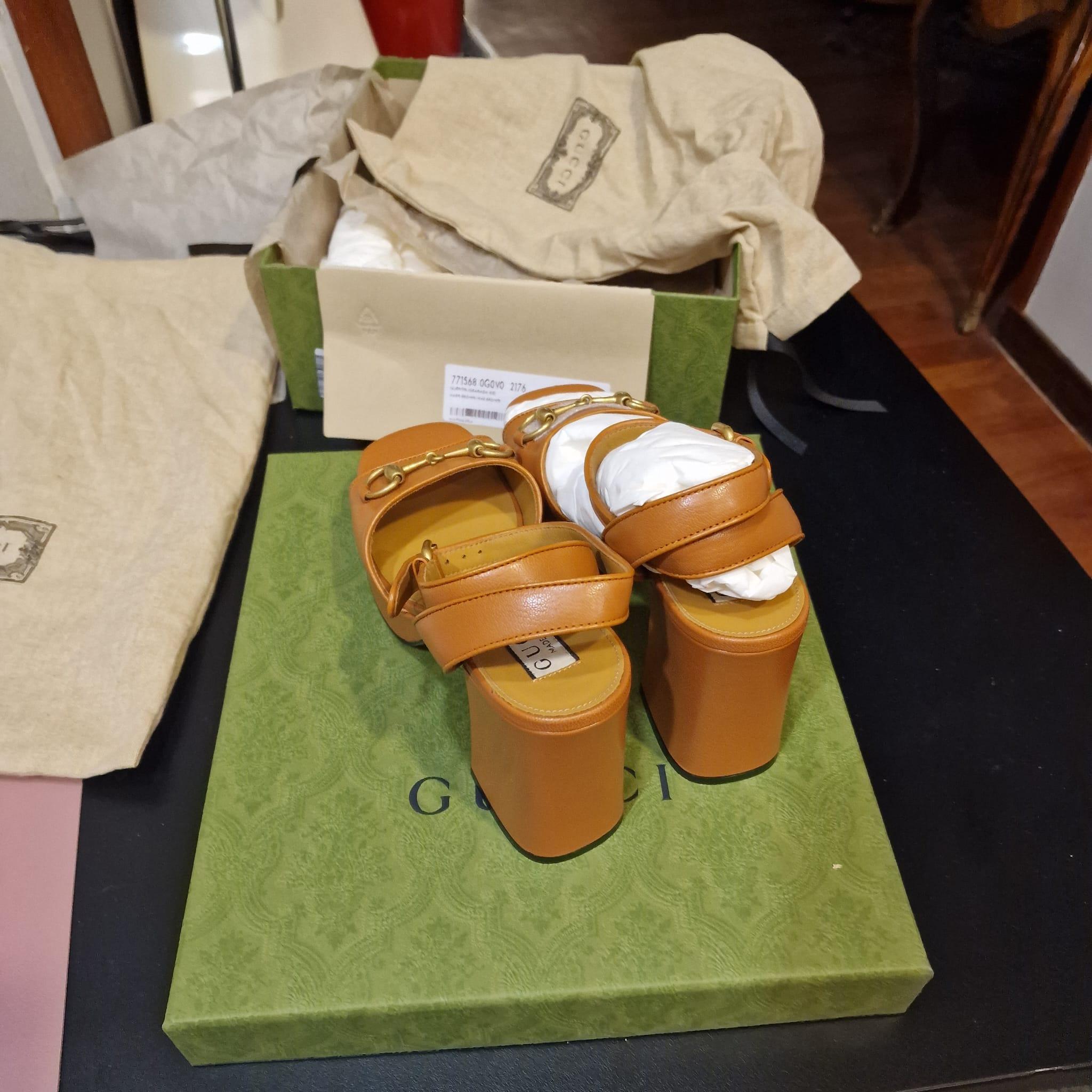 Gucci  new camel sandals with stirrup buckle 2024 2