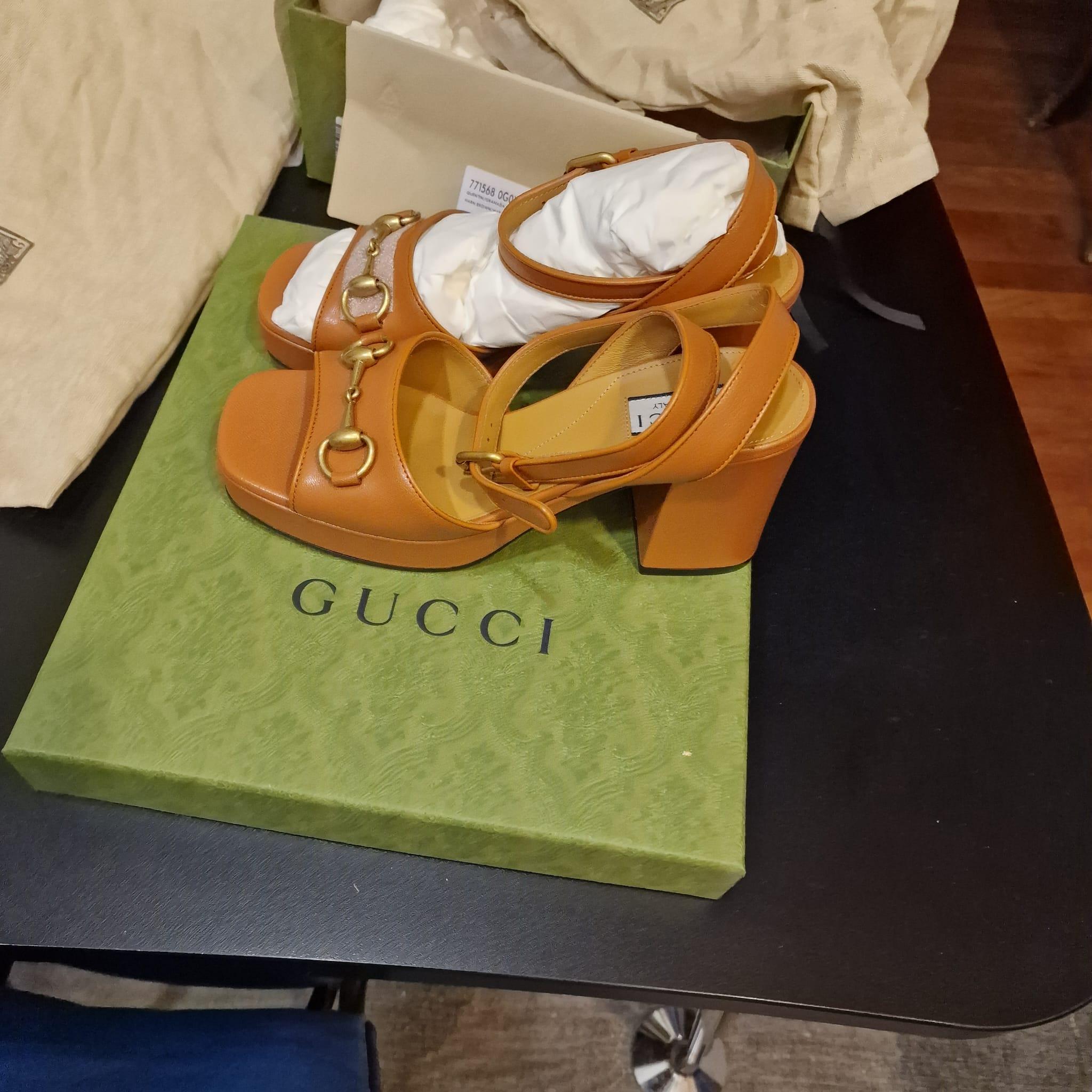 Gucci  new camel sandals with stirrup buckle 2024 3