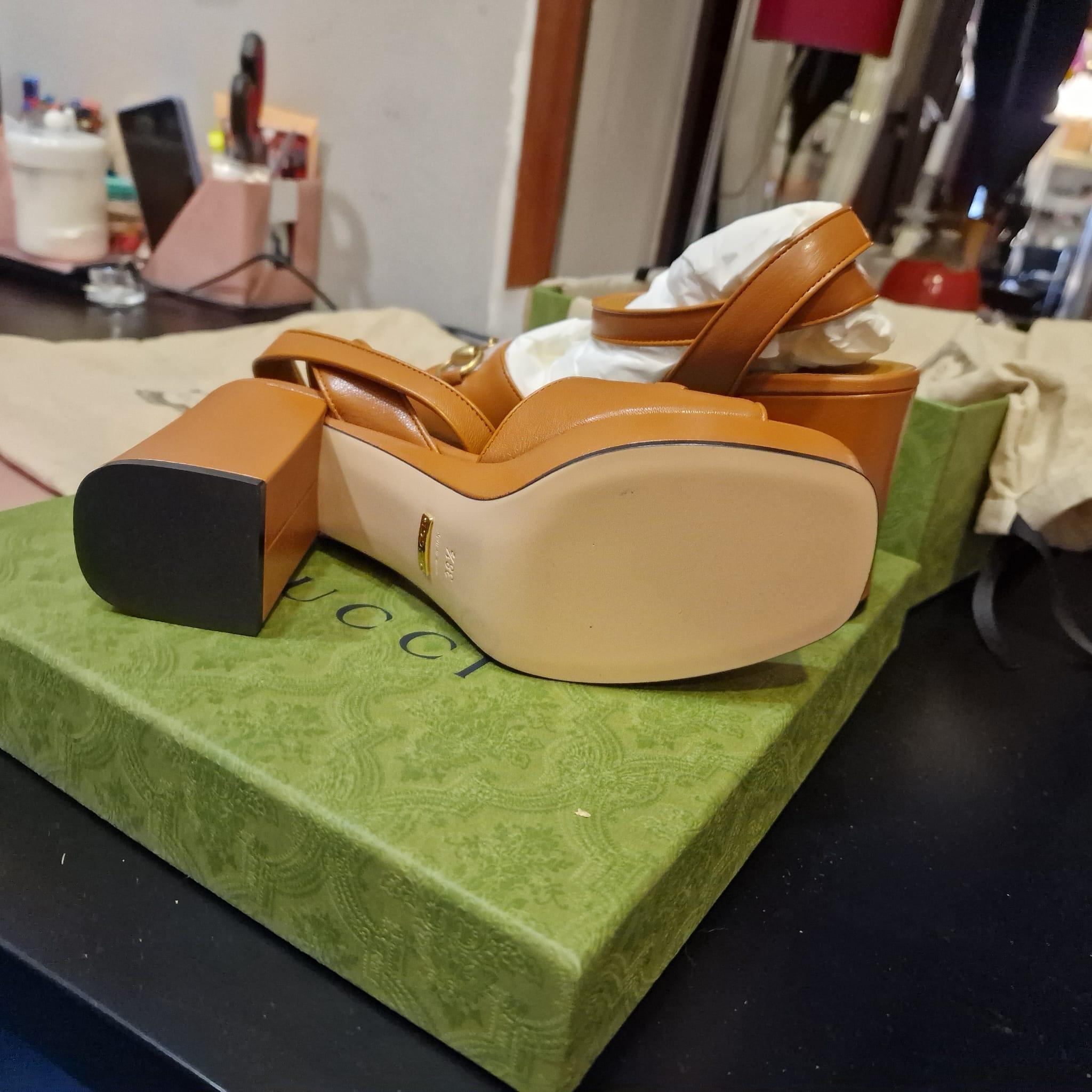 Gucci  new camel sandals with stirrup buckle 2024 4