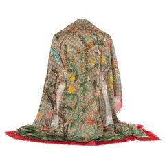 Gucci New Canvas Floral Birds Shawl