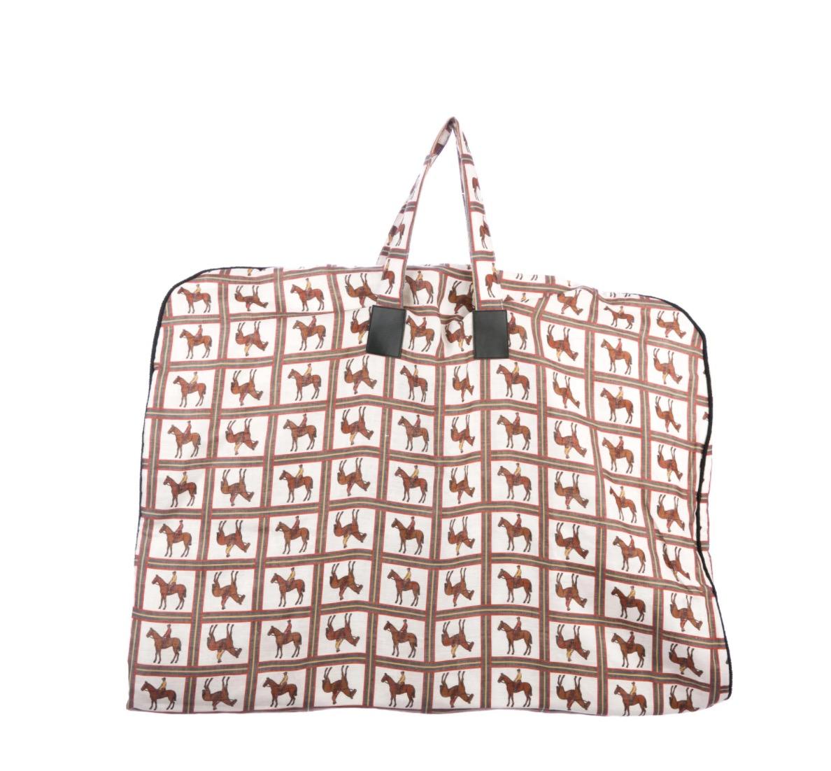 Beige Gucci NEW Canvas Horse Motif Men's Women's Carryall Garment Travel Bag in Box