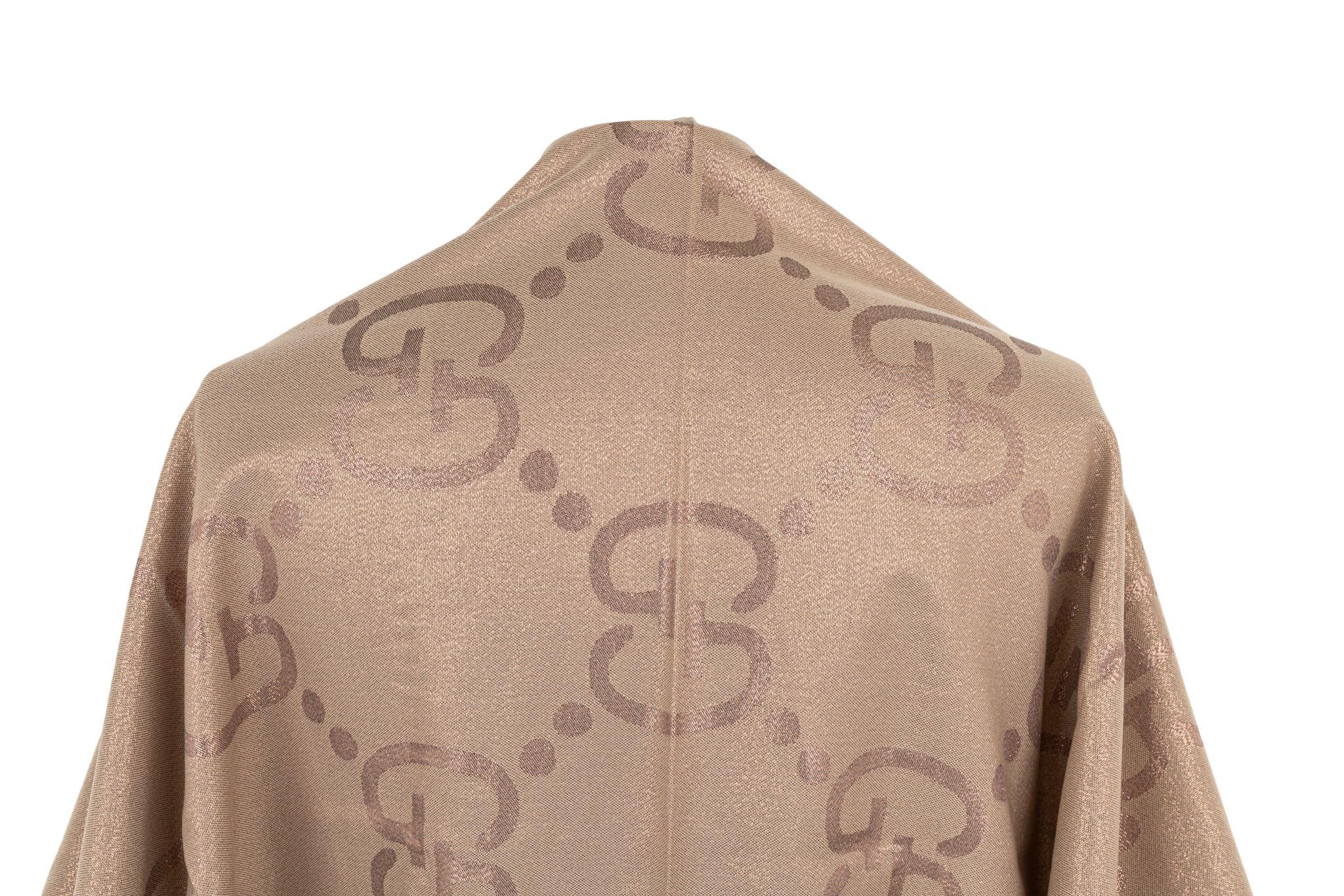 Brown Gucci New Cappuccino Logo Shawl
