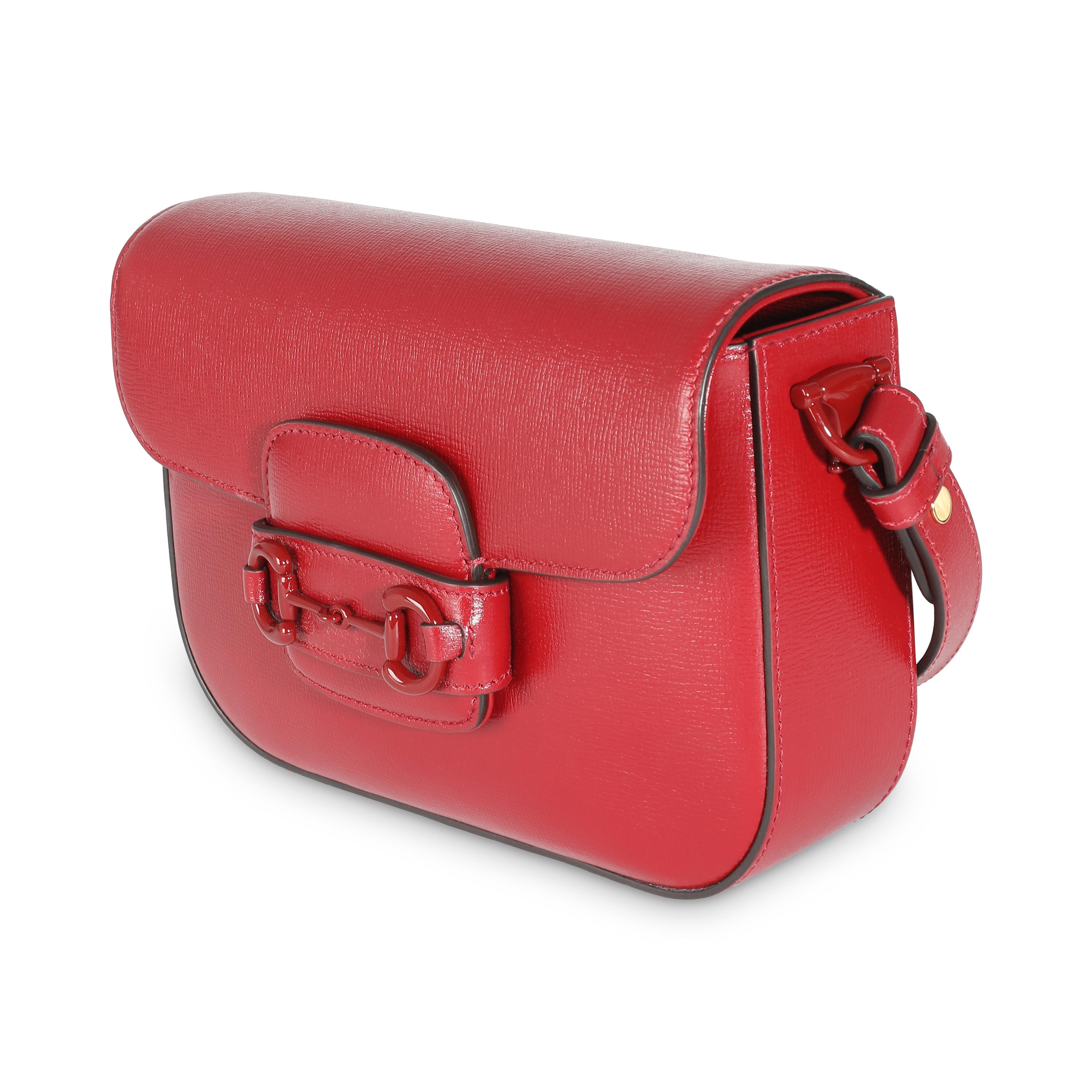 Women's Gucci New Cherry Red Calfskin Mini Horsebit 1955 Bag For Sale