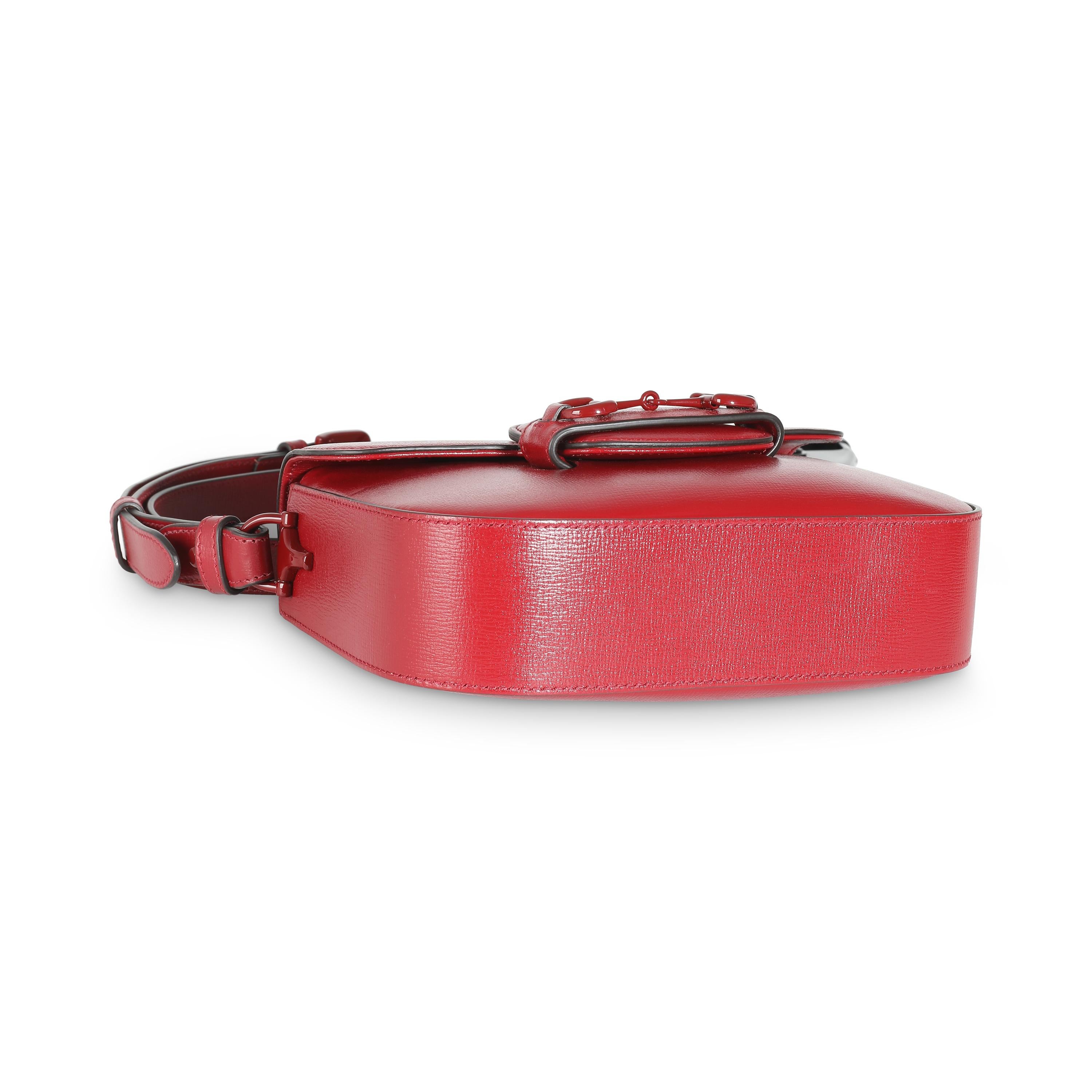 Gucci New Cherry Red Calfskin Mini Horsebit 1955 Bag For Sale 1