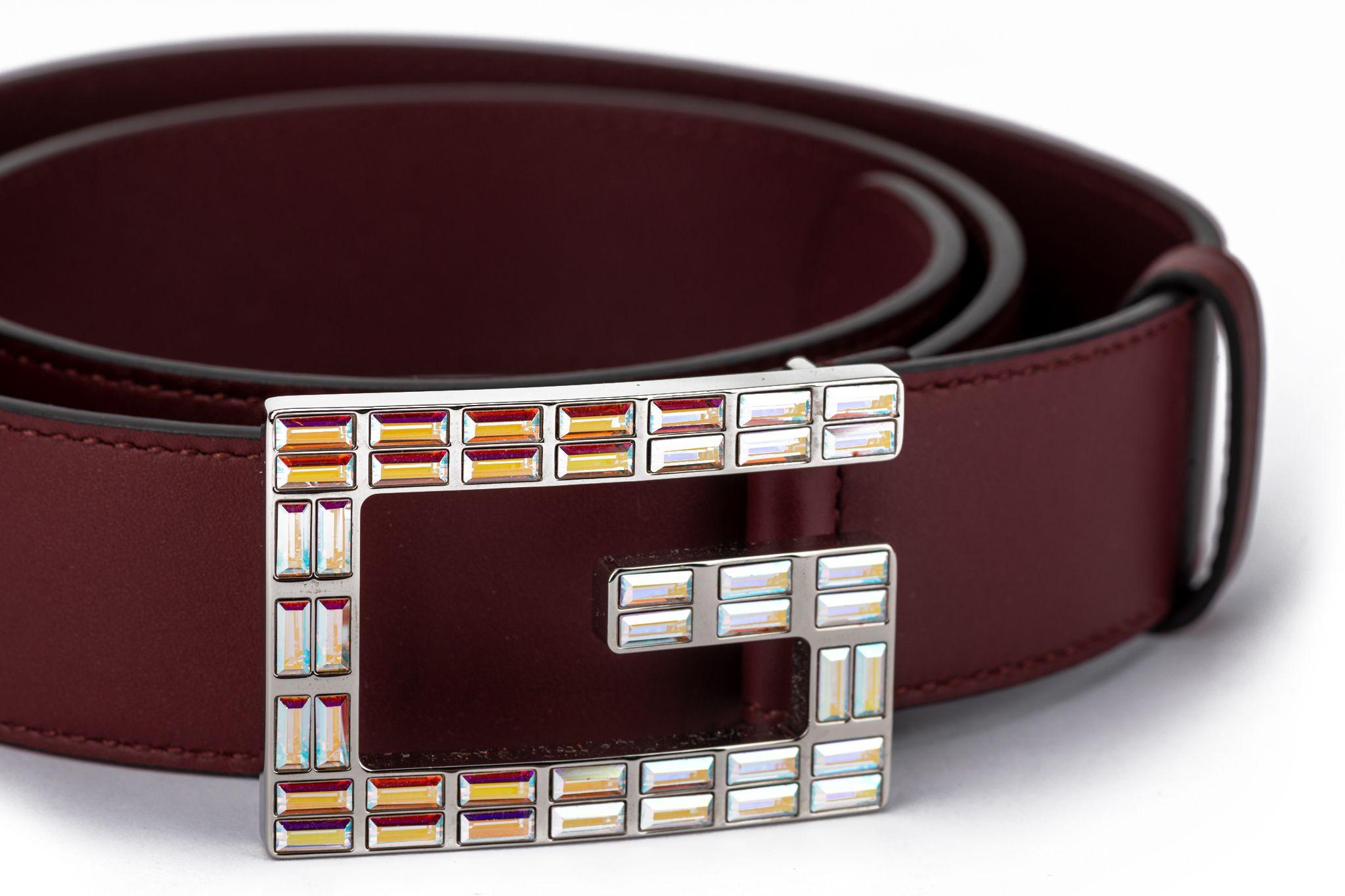 Women's or Men's Gucci New DarkRed Iridescent Buckle Belt For Sale