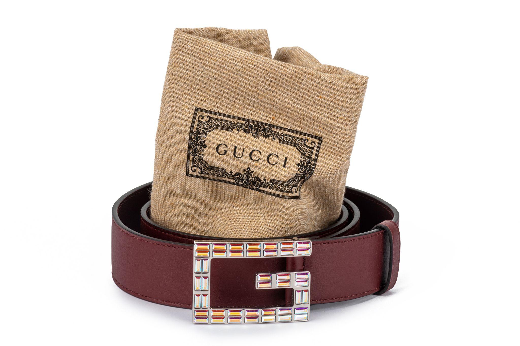 Gucci New DarkRed Iridescent Buckle Belt For Sale 2