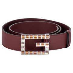 Gucci New DarkRed Iridescent Buckle Belt