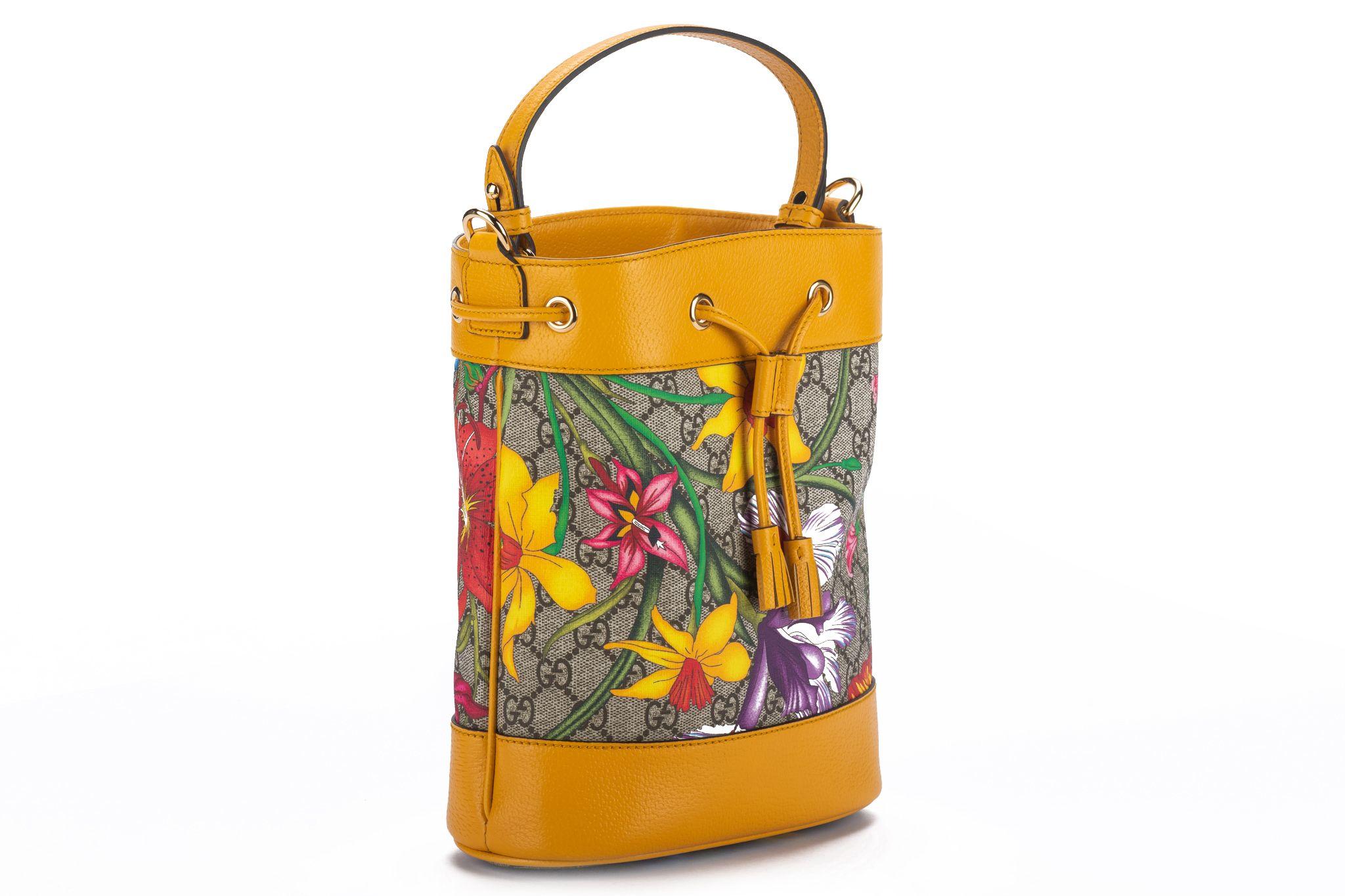 Gucci New Flora Yellow Bucket Bag For Sale at 1stDibs gucci