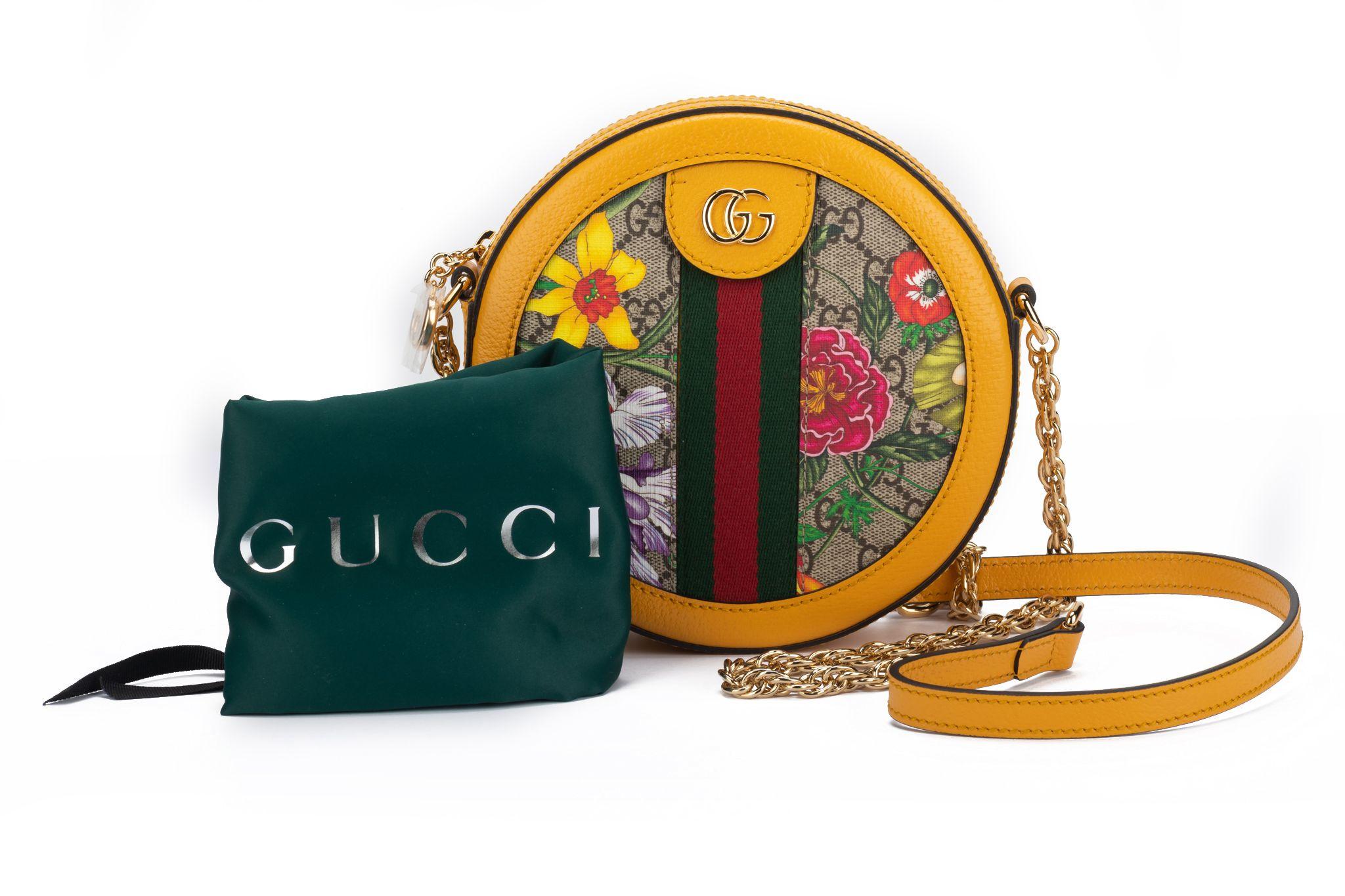 Gucci New Flora Yellow Cross Body Bag.  7