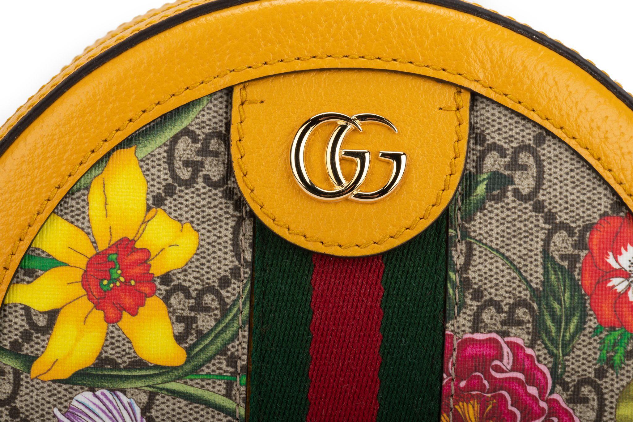 Women's Gucci New Flora Yellow Cross Body Bag. 