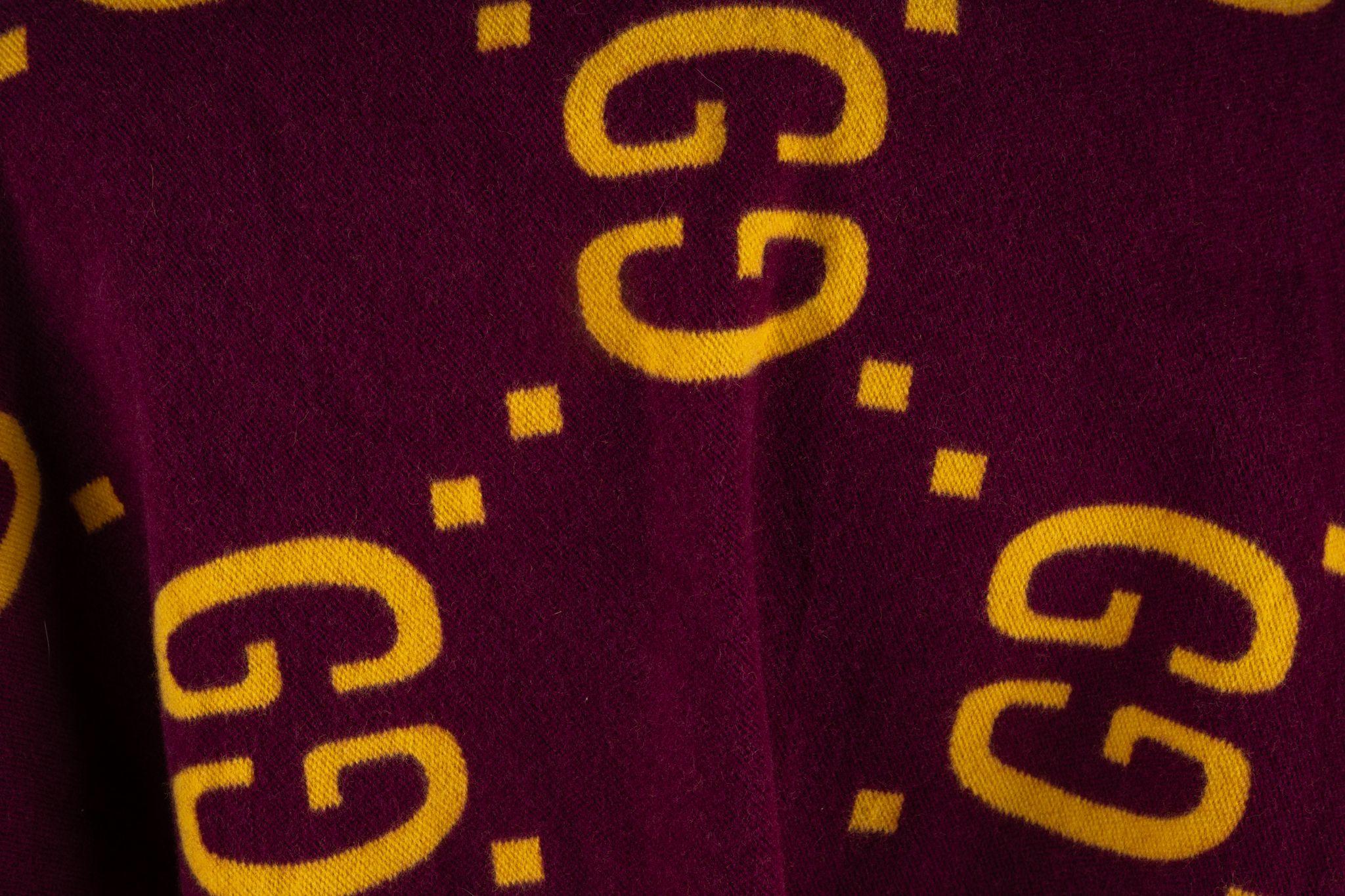 Gucci New GG Estola de lana jacquard Marrón en venta