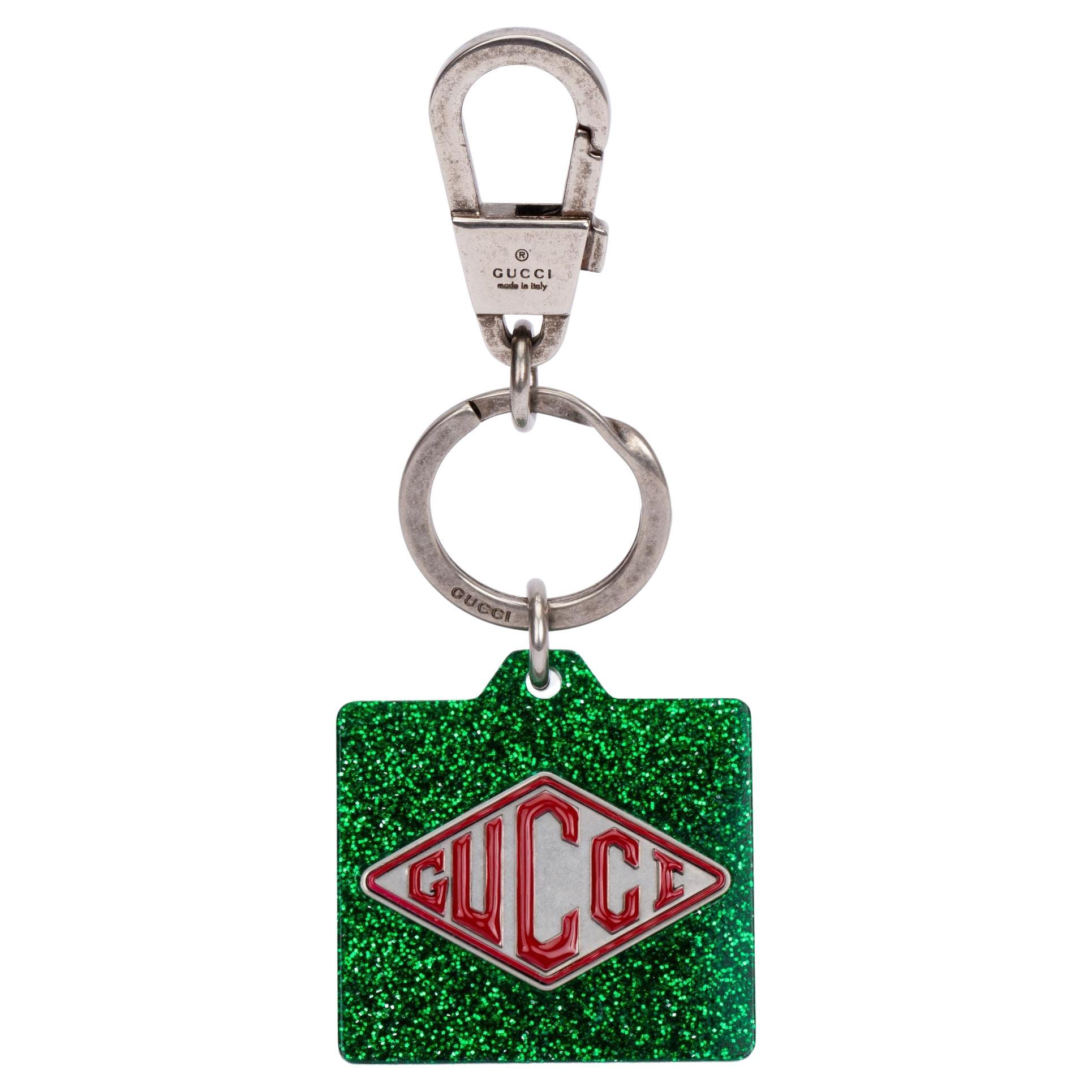 Gucci New Green Lucite Charm Keyring