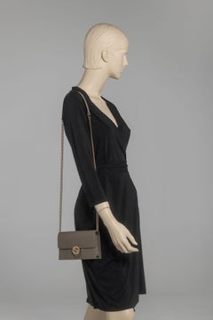 Gucci New Grey Leather Clutch/Crossbody