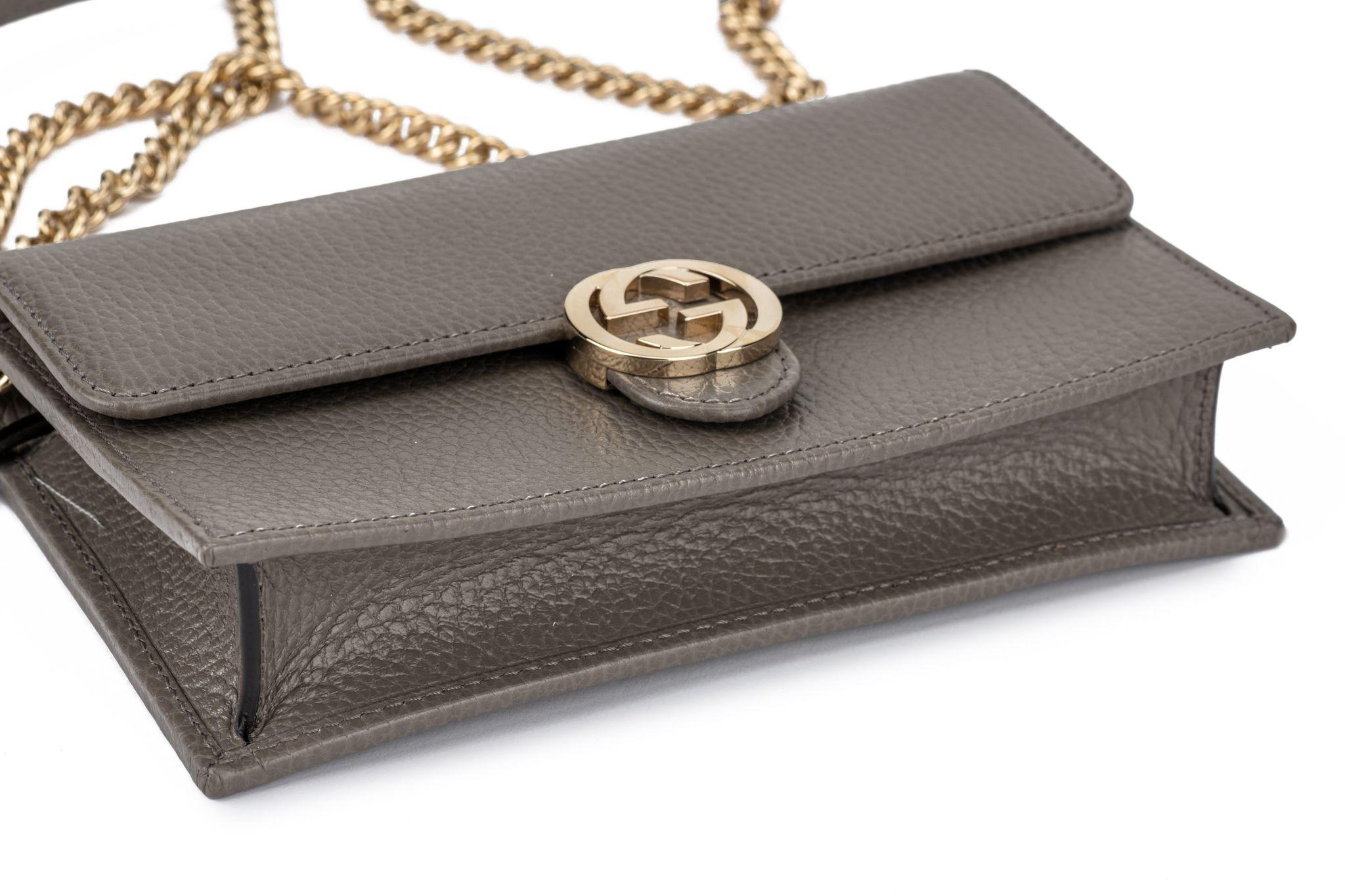 Women's Gucci New Grey Leather Clutch/Crossbody For Sale