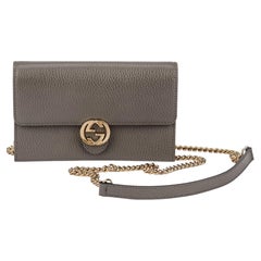 Gucci New Grey Leather Clutch/Crossbody