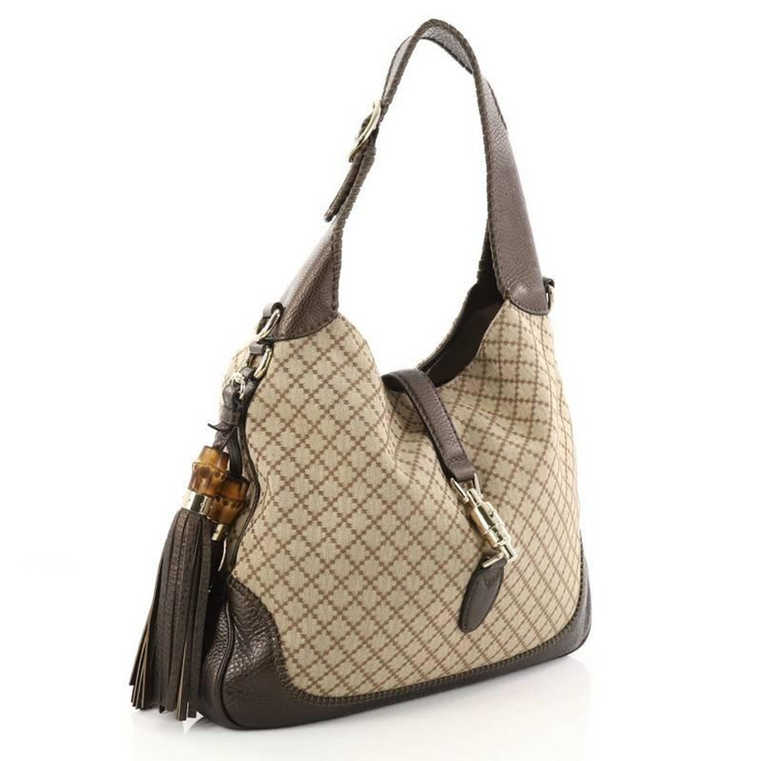 Gucci New Jackie Handbag Diamante Canvas Medium At 1stdibs