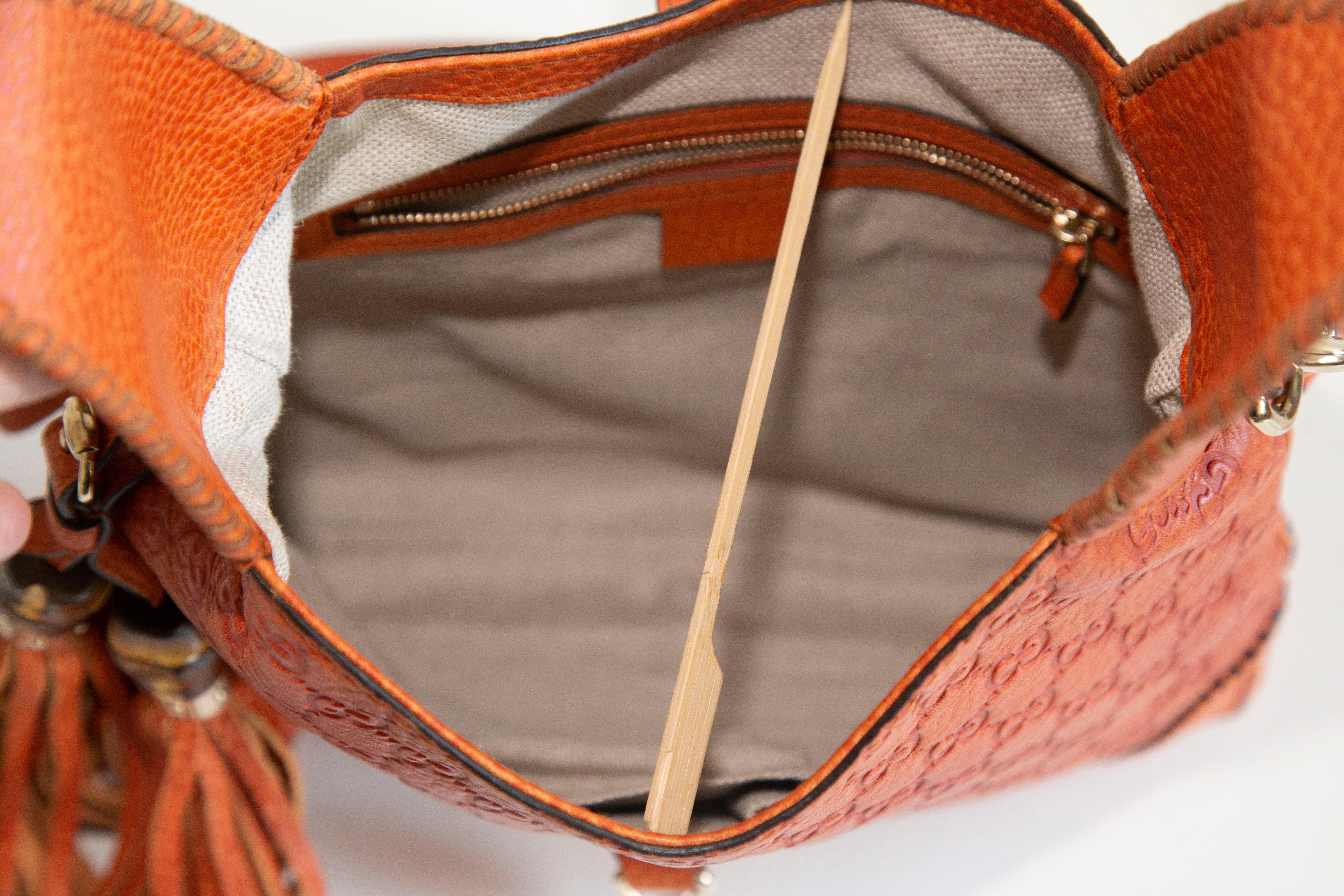 Gucci New Jackie Medium Shoulder Bag in Orange GG Guccissima Leather For Sale 7