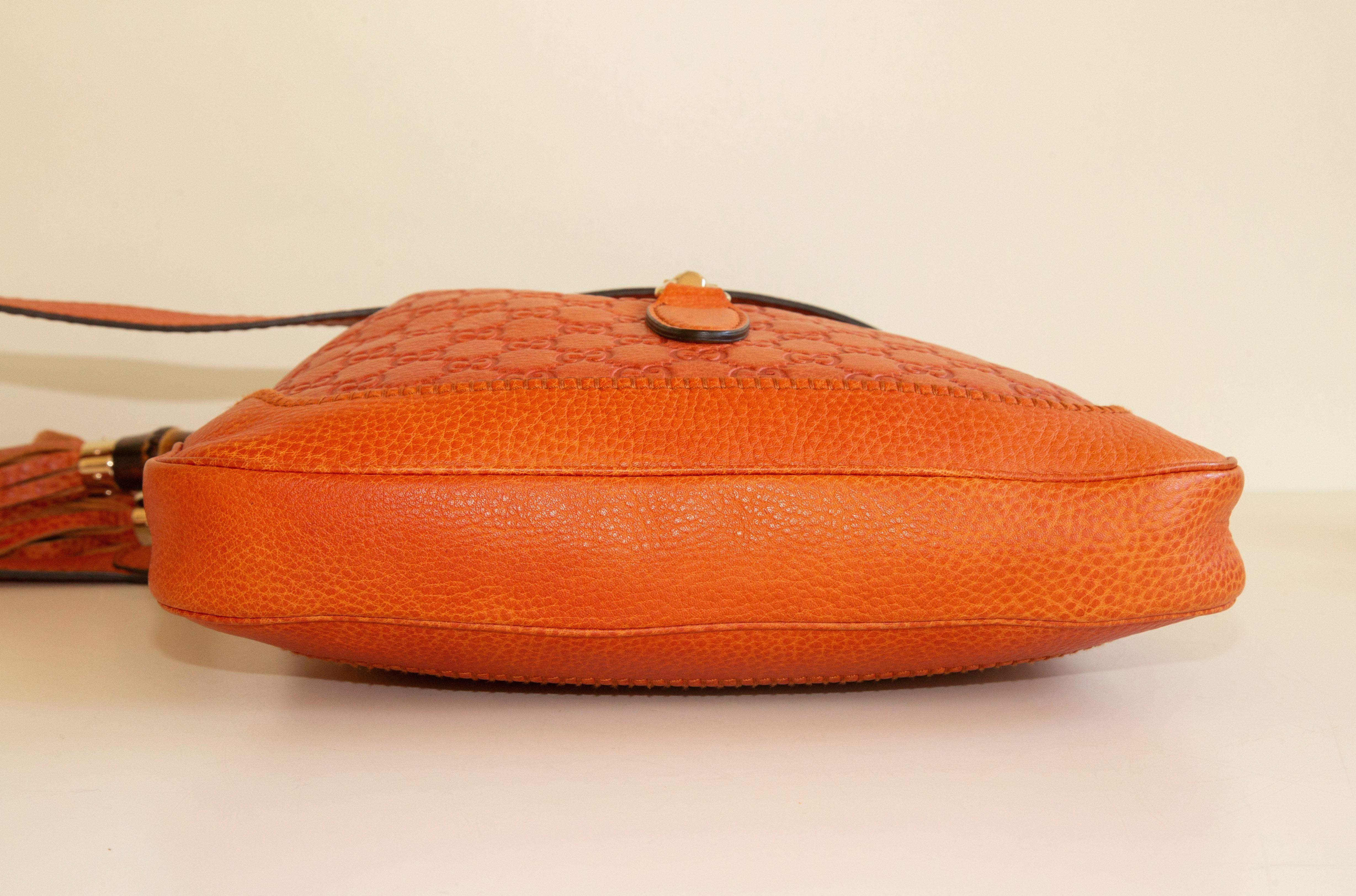 Gucci New Jackie Medium Shoulder Bag in Orange GG Guccissima Leather For Sale 1