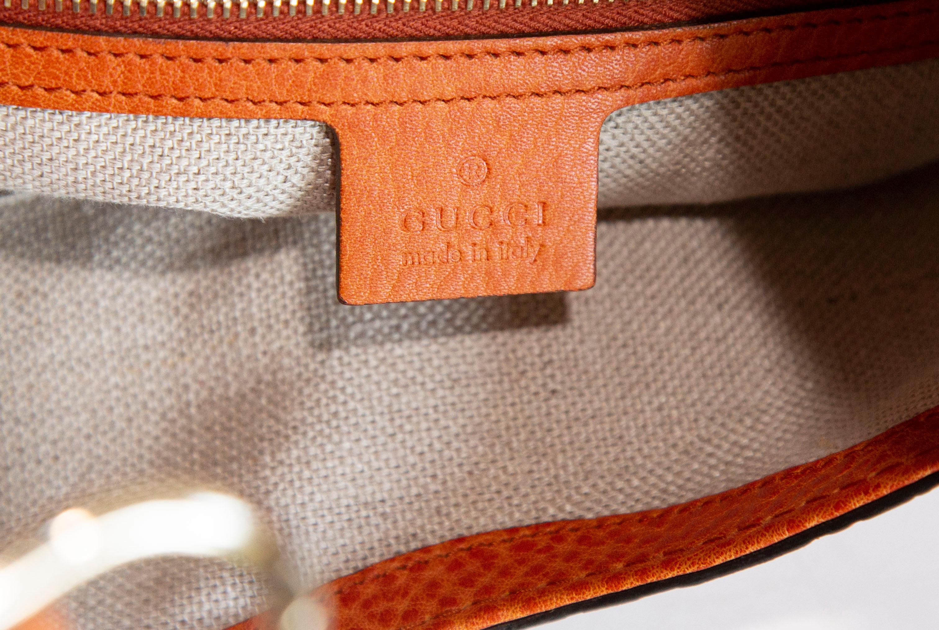 Gucci New Jackie Medium Shoulder Bag in Orange GG Guccissima Leather For Sale 3