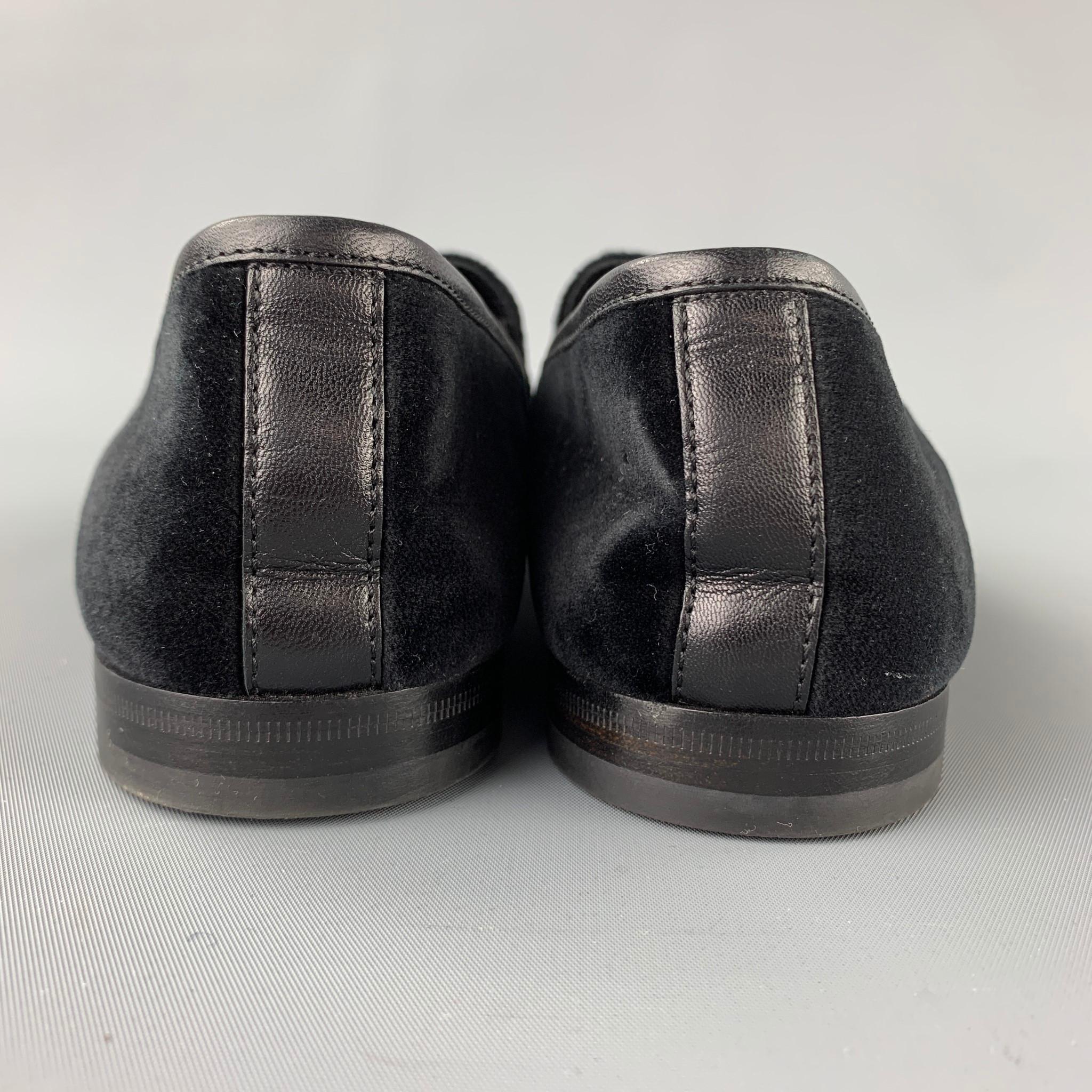 GUCCI New Jordaan Size 10 Black Velvet Horsebit Loafers 1