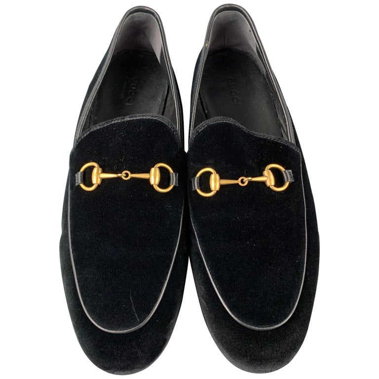 Gucci black shop velvet loafers