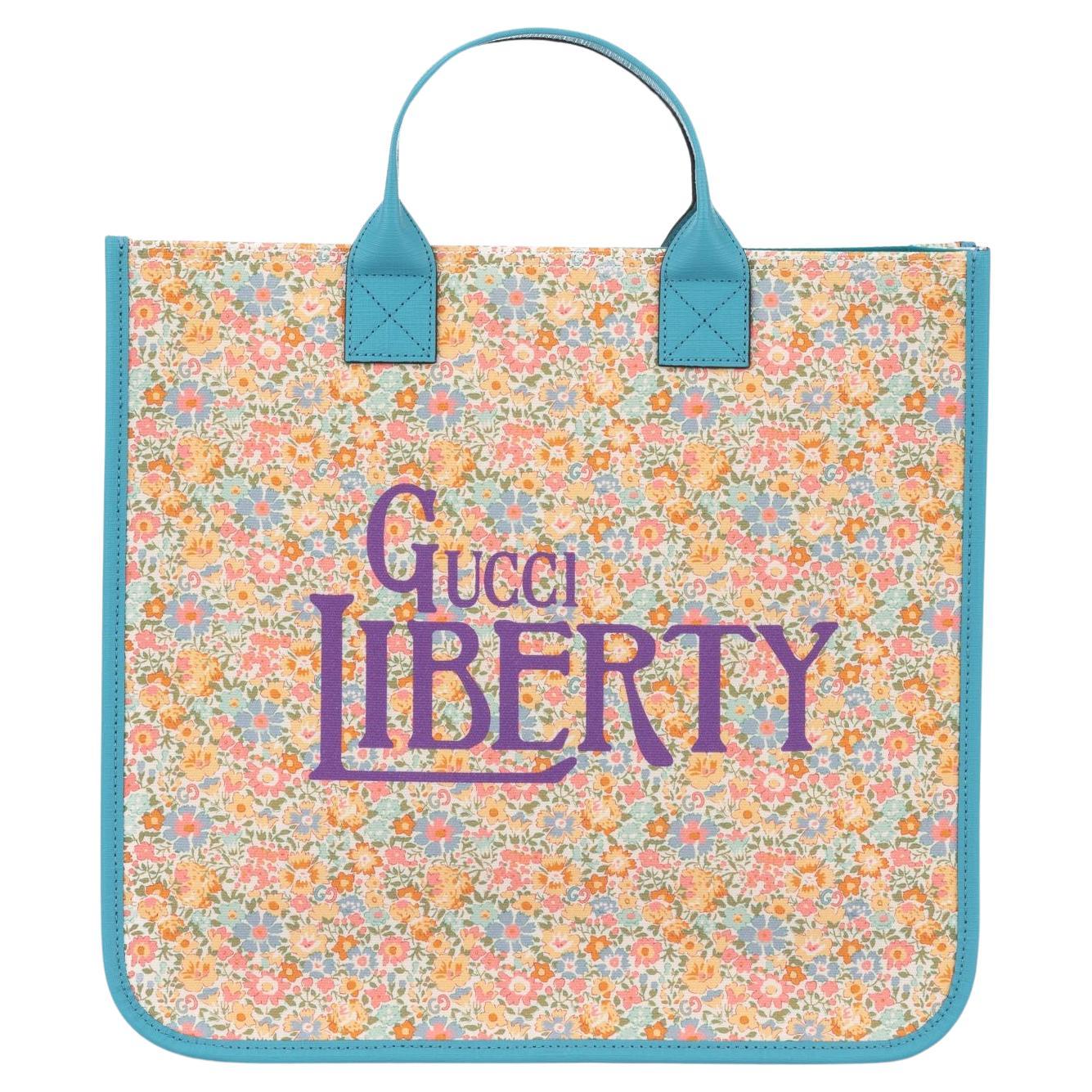 Gucci New Liberty Celeste Flowers Tote For Sale