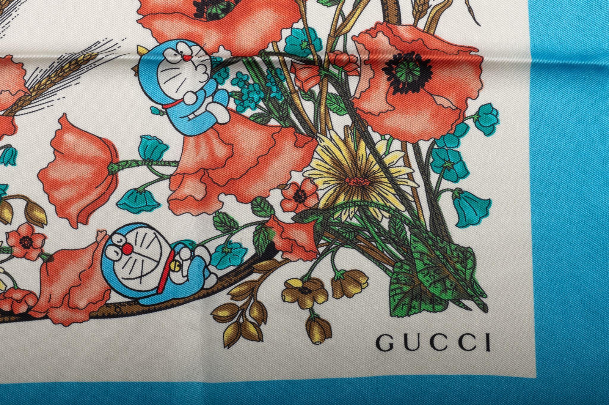 Beige Gucci NEW LIm. Ed . Doraemon Silk Scarf For Sale