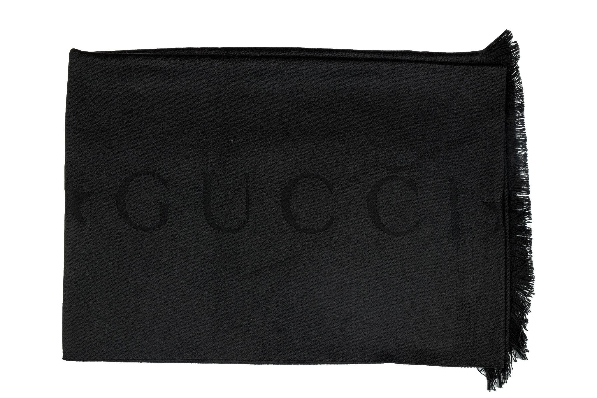 Gucci New Logo Black Wool Shawl 2