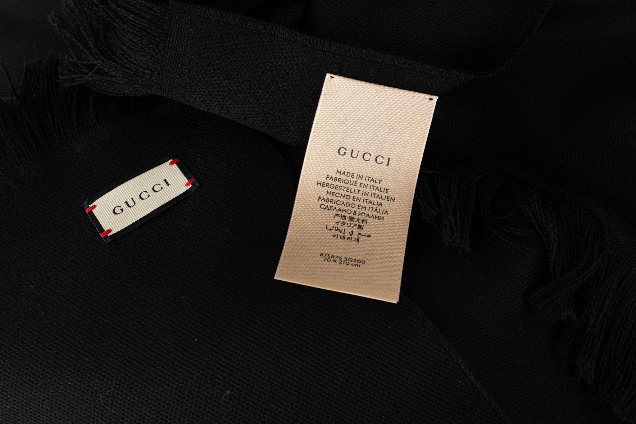 Gucci New Logo Black Wool Shawl 3