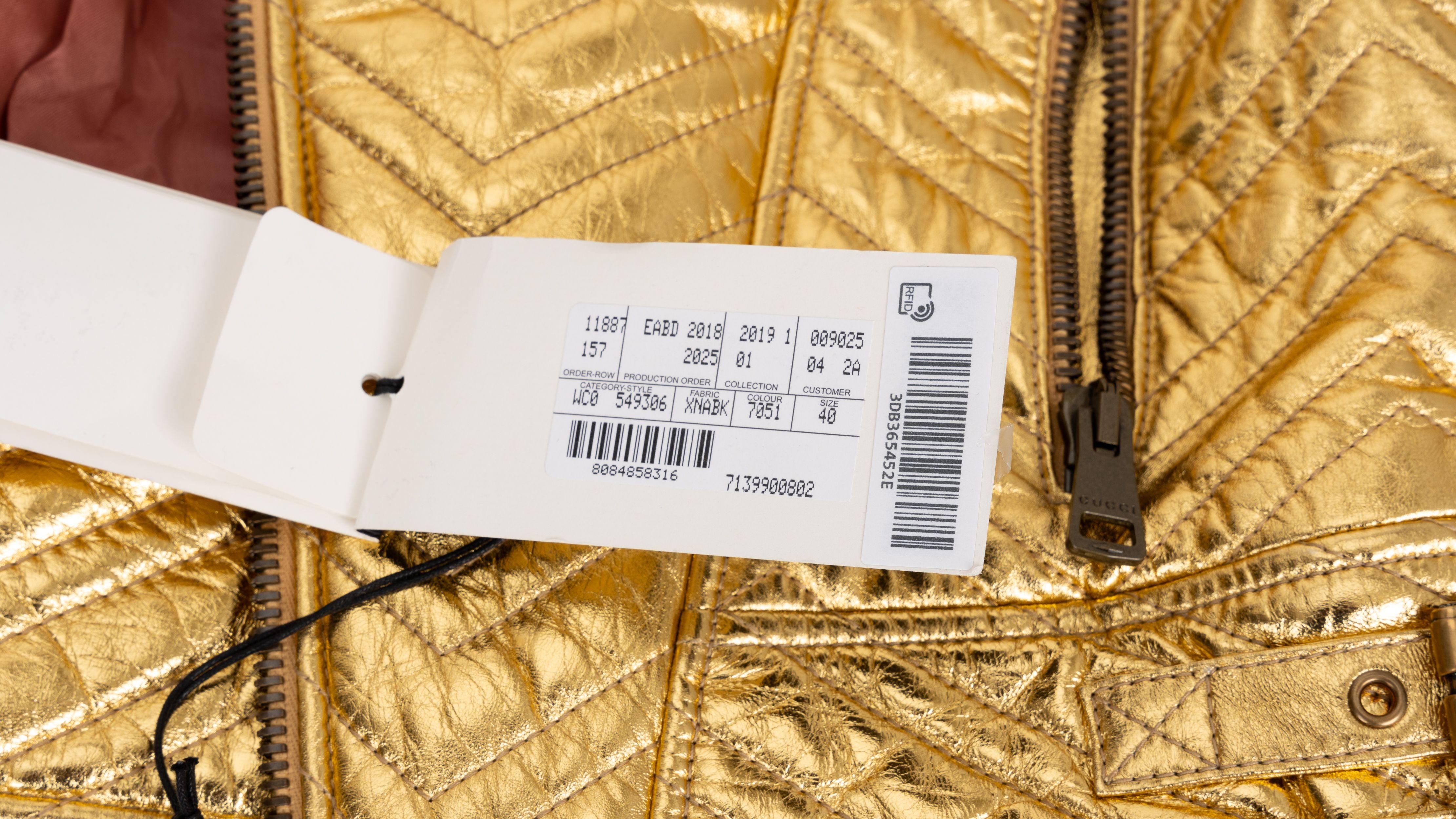 Gucci New Marmont Gold Bikerjacke im Angebot 6