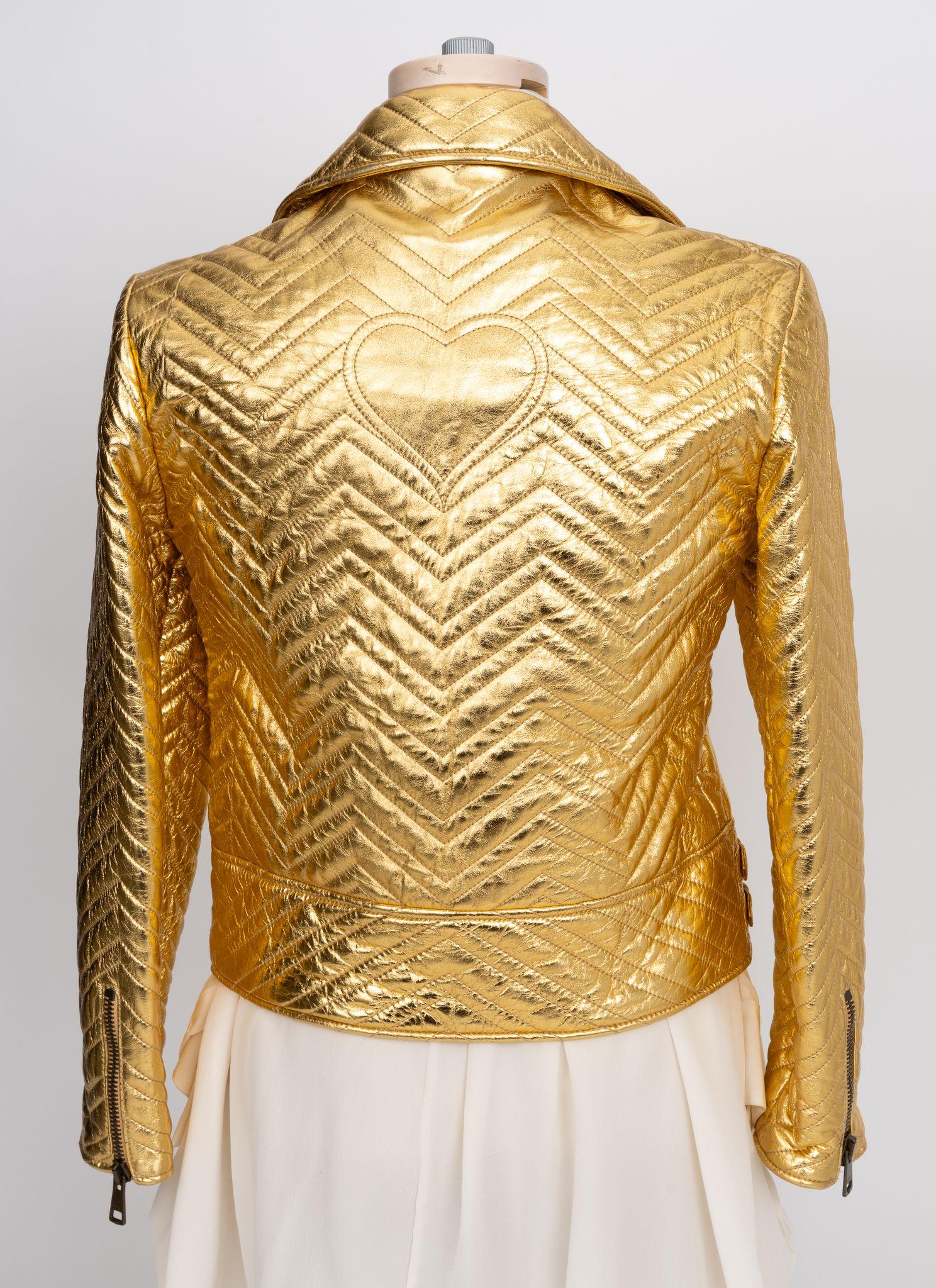 Women's Gucci New Marmont Gold Biker Jacket For Sale