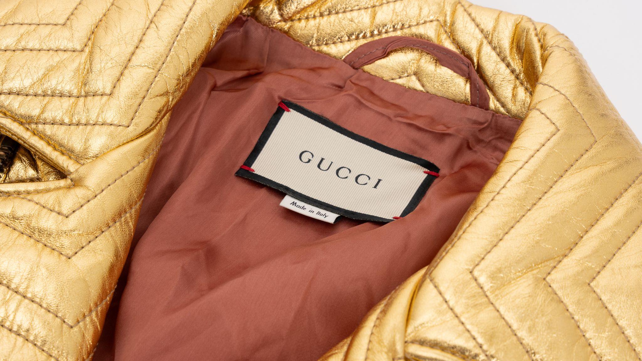 Gucci New Marmont Gold Biker Jacket en vente 3