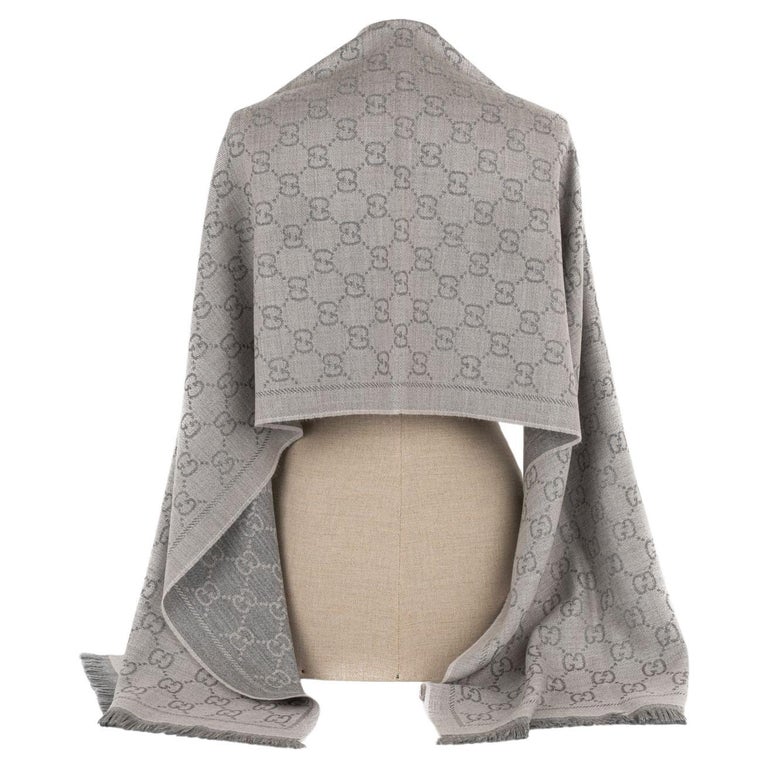 Gucci New Monogram Grey Shawl For Sale at 1stDibs