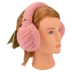 Gucci New Pink Shearling Ear Muffs