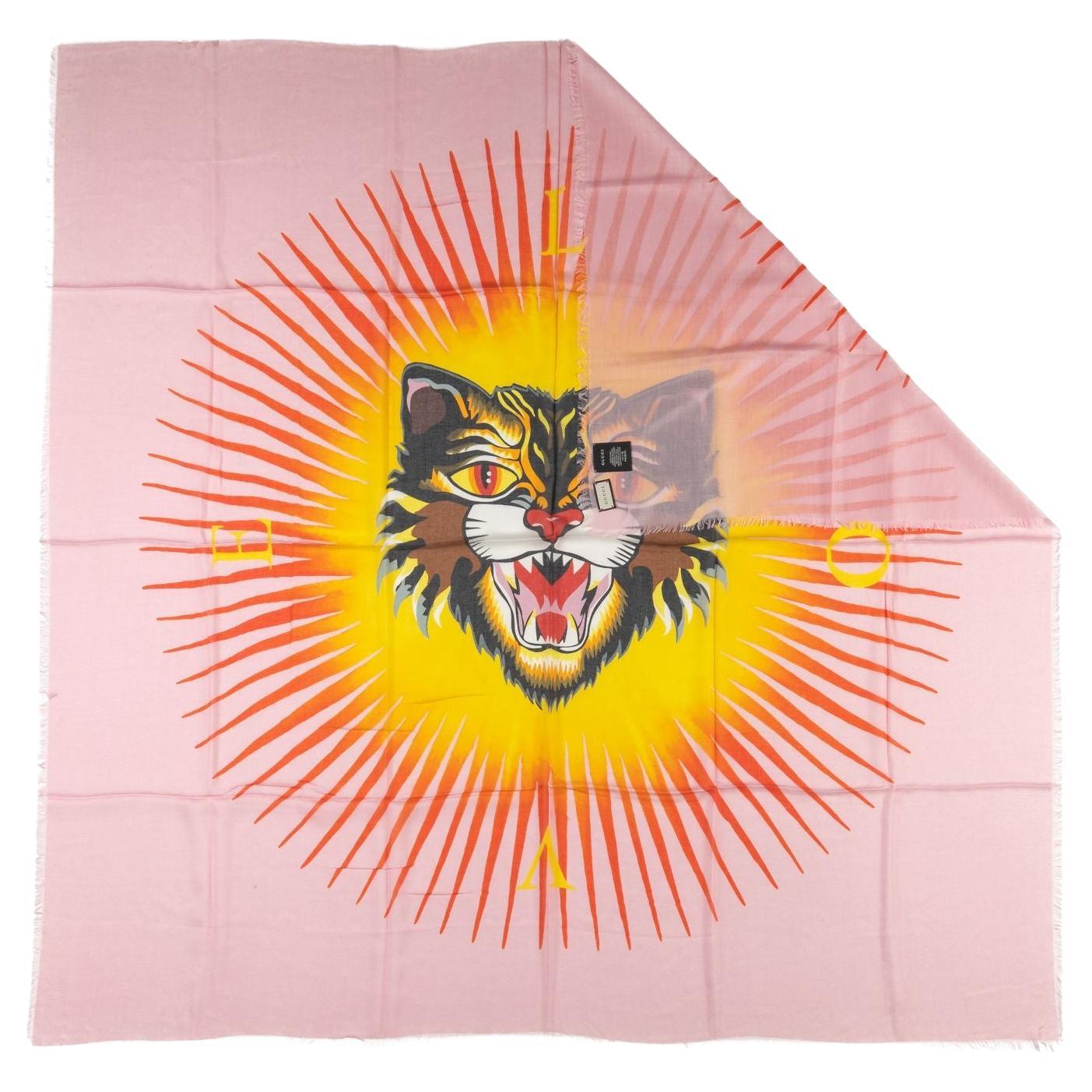 Gucci New Pink Tiger Shawl For Sale