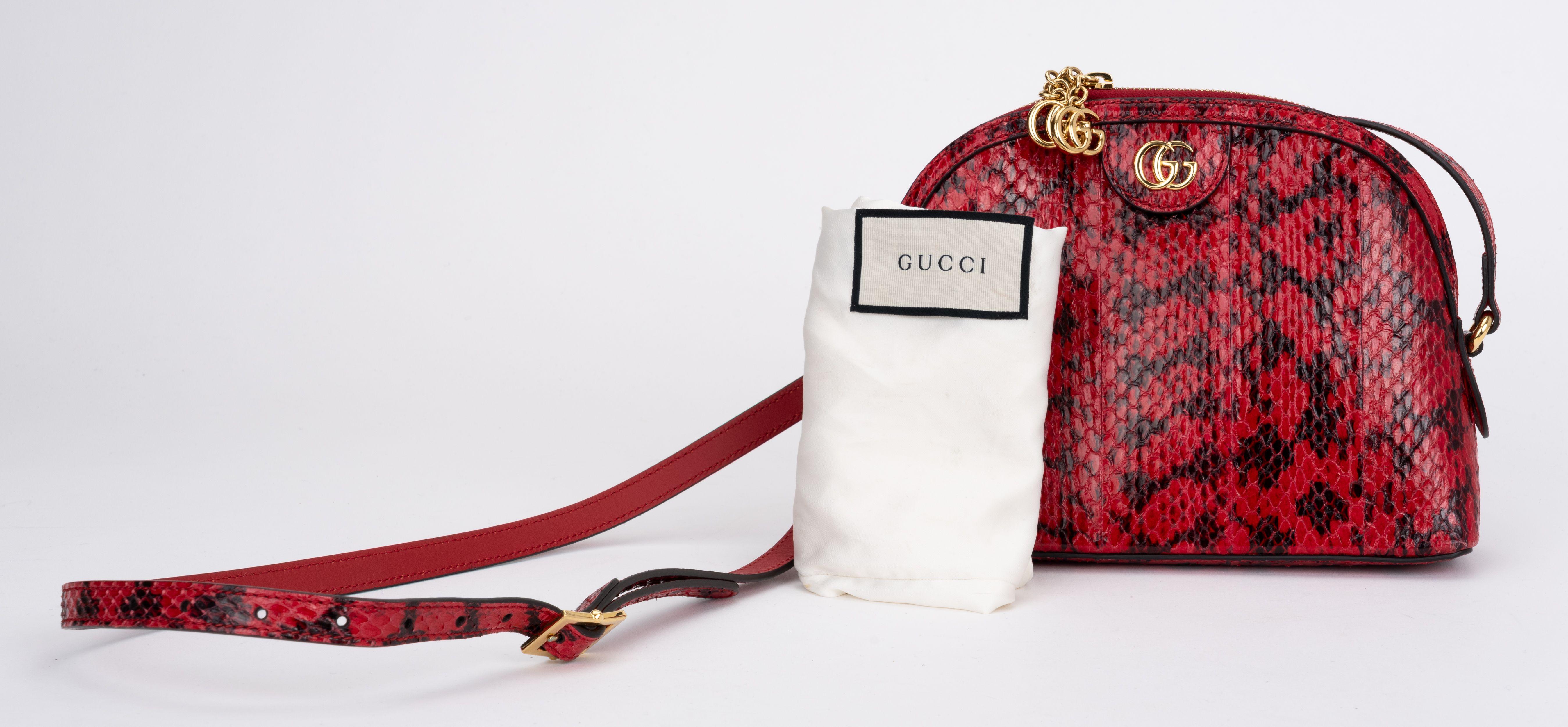 Gucci New Red Water Snake Cross Body Bag For Sale 4