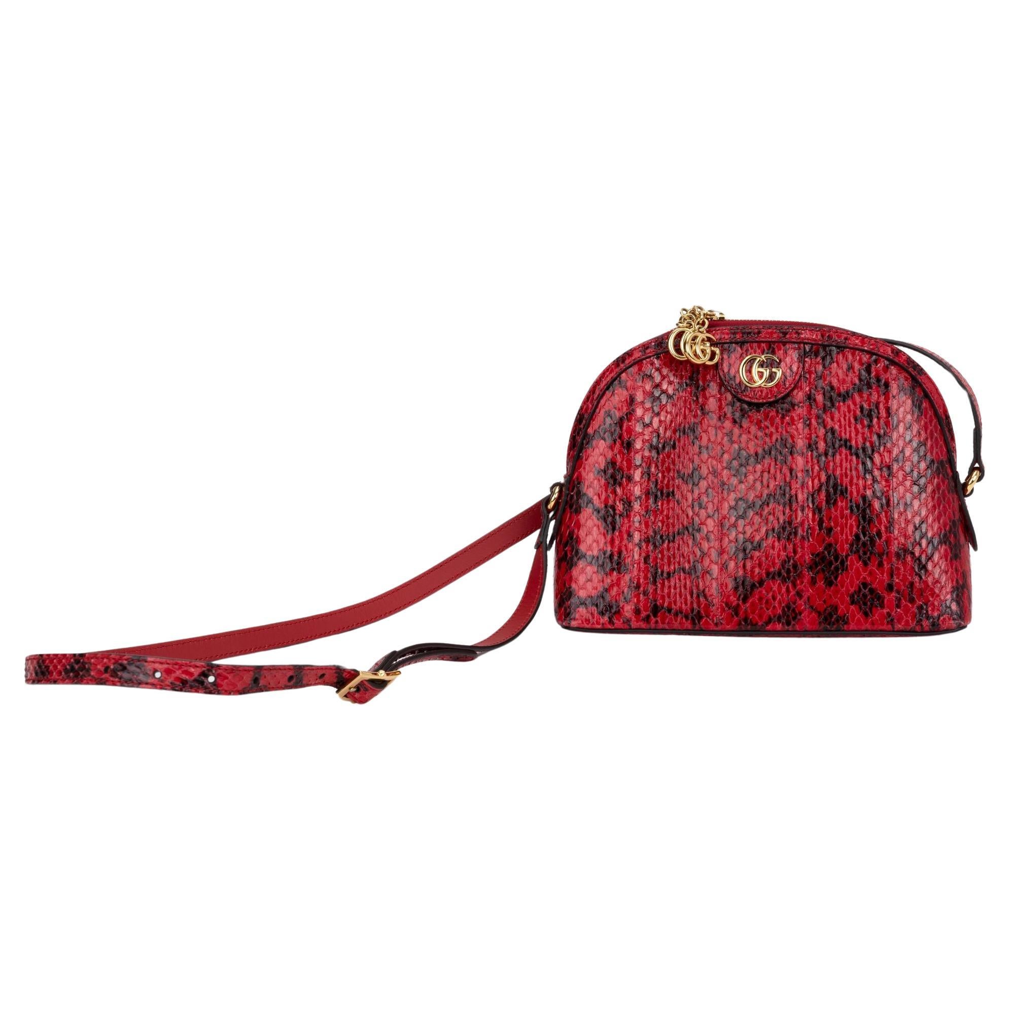 Gucci New Red Water Snake Cross Body Bag For Sale